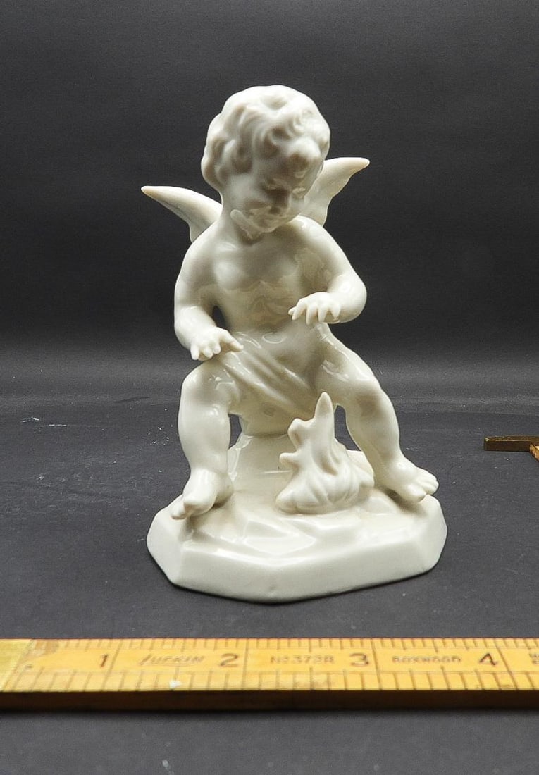 Antique Ernest Bohne Dresden Putti Cherub Angel Hard Paste Porcelain Figurine - 3