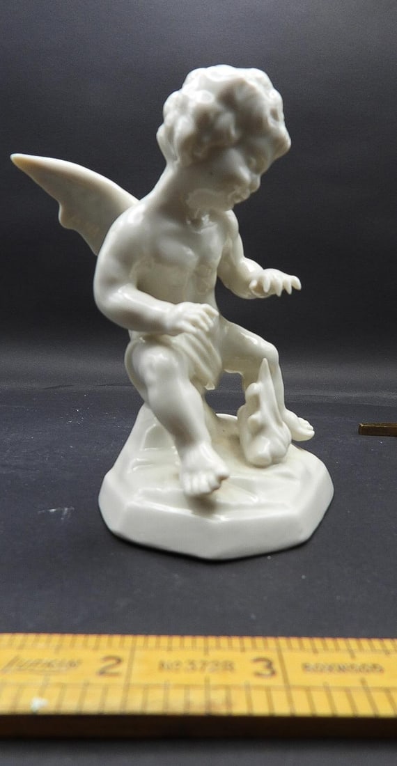 Antique Ernest Bohne Dresden Putti Cherub Angel Hard Paste Porcelain Figurine - 4