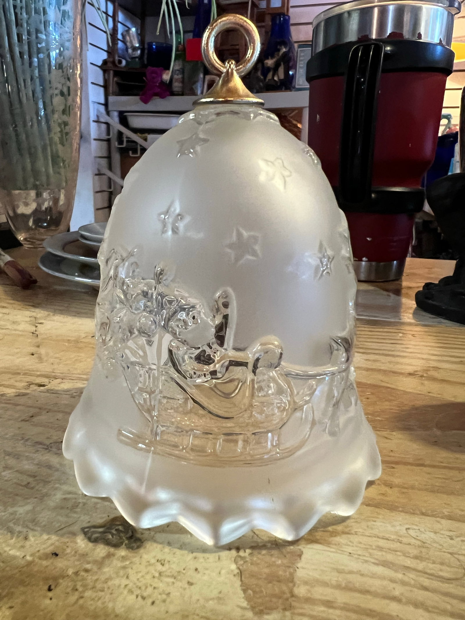Vintage Frosted Crystal Christmas Bell by Mikasa - 2