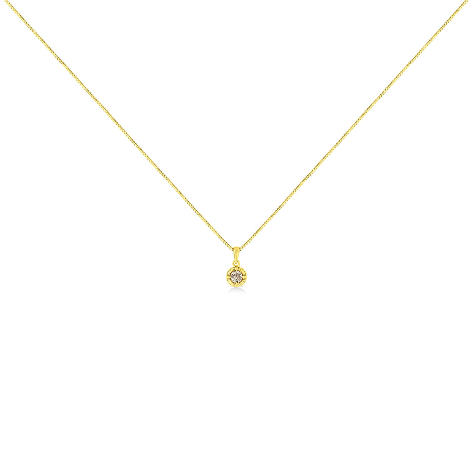 14K Yellow Gold Plated .925 Sterling Silver 1/5 Cttw Brilliant Round Cut Diamond Solitaire Milgrain - 2