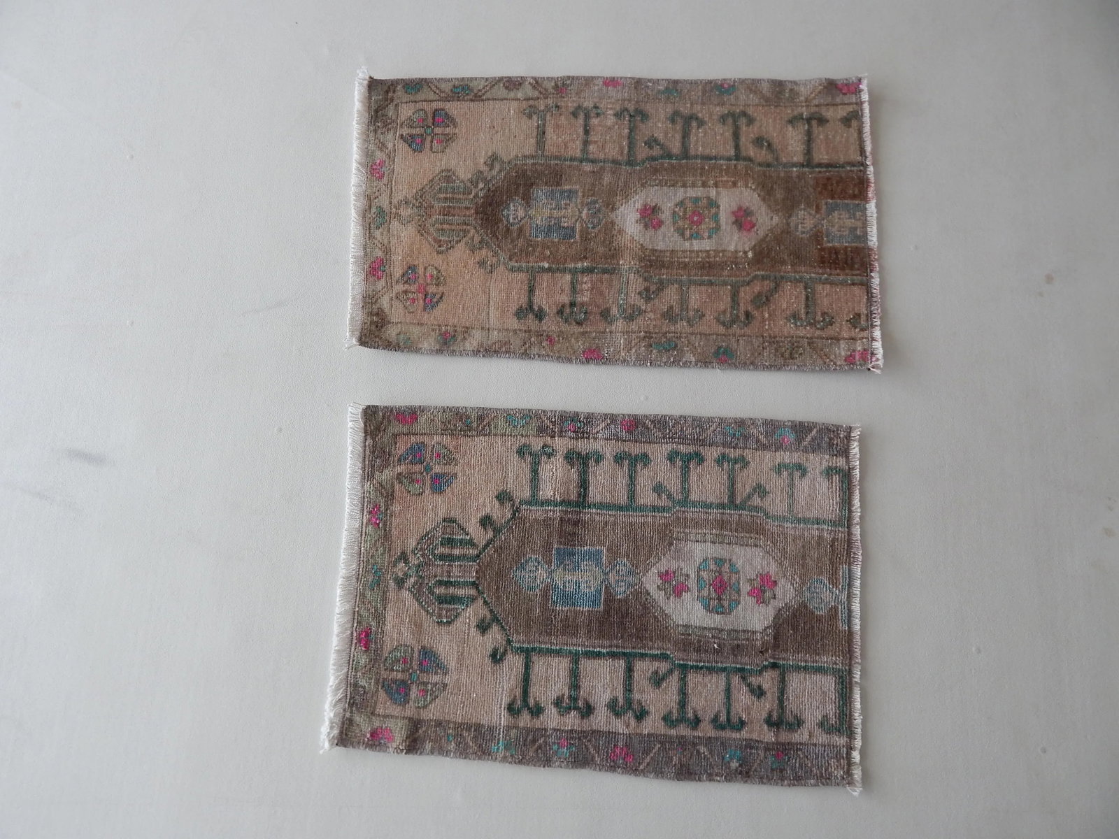 Muted Neutral Turkish Oushak Rug Floor Mats 1'5" X 2'3" - a Pair - 2