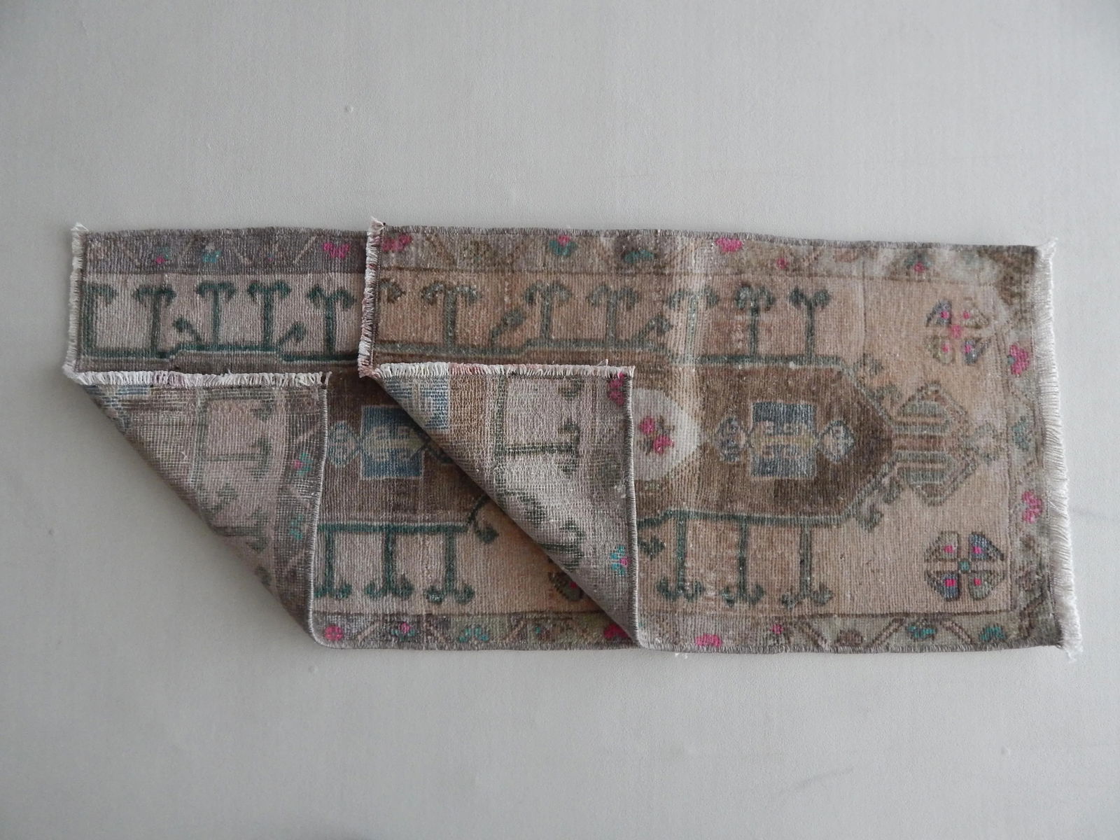 Muted Neutral Turkish Oushak Rug Floor Mats 1'5" X 2'3" - a Pair - 7