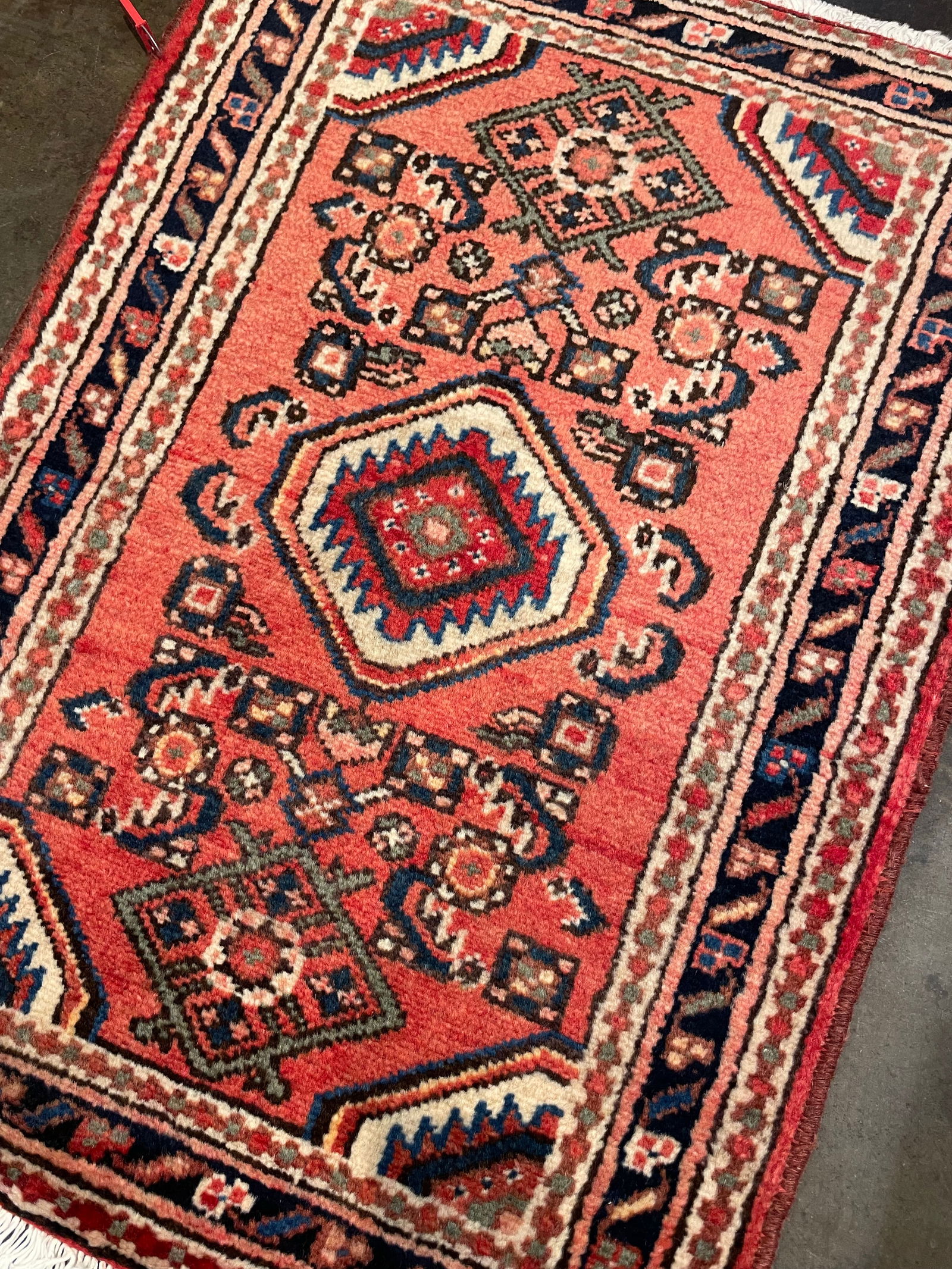 1990s Handwoven Persian Karajeh Area Rug 2'2" X 2'10" - 2