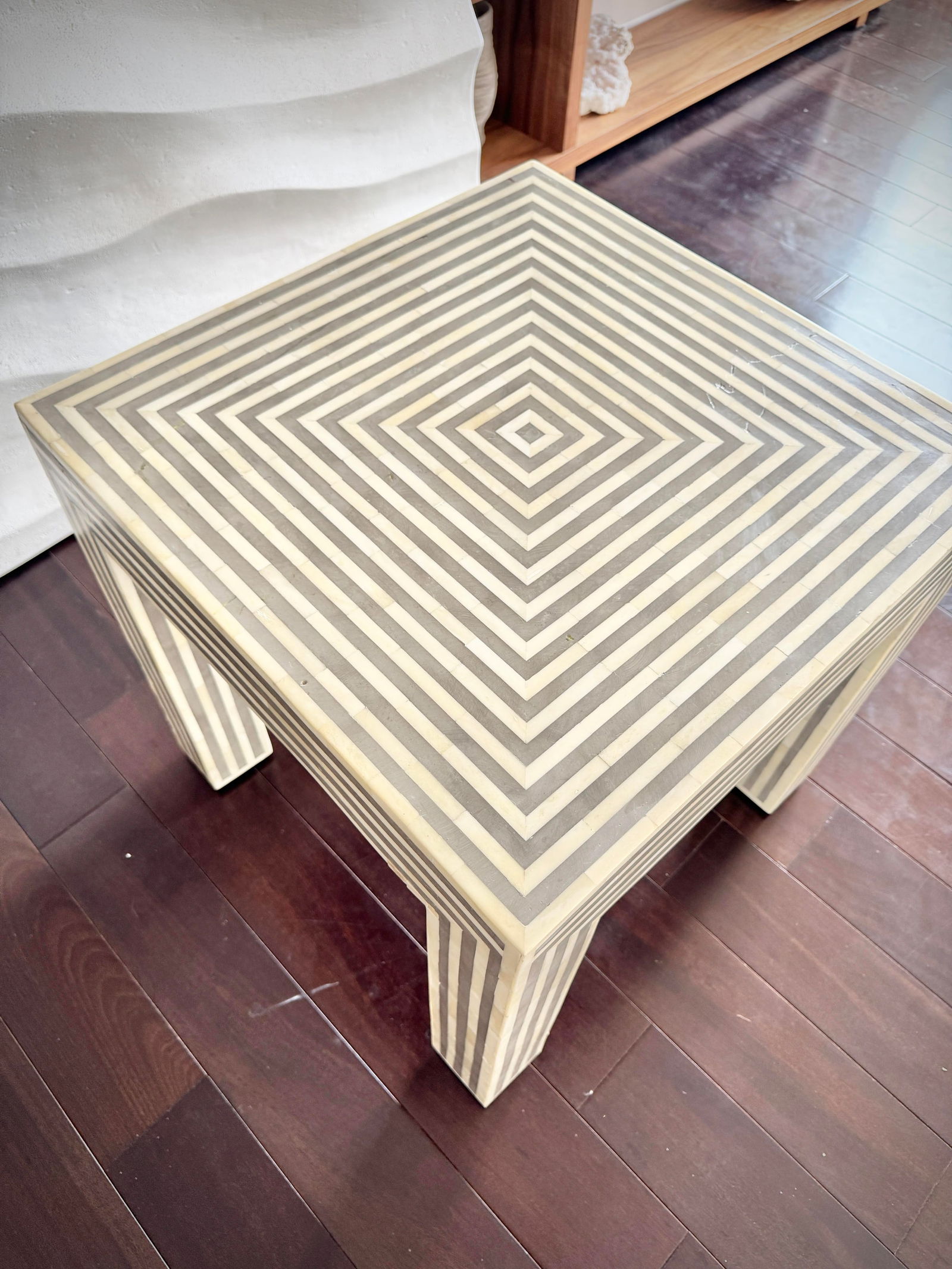 Modern Handmade Bone and Resin Striped Mod Side Table Malena Stripped Side Table by Made Goods - 2