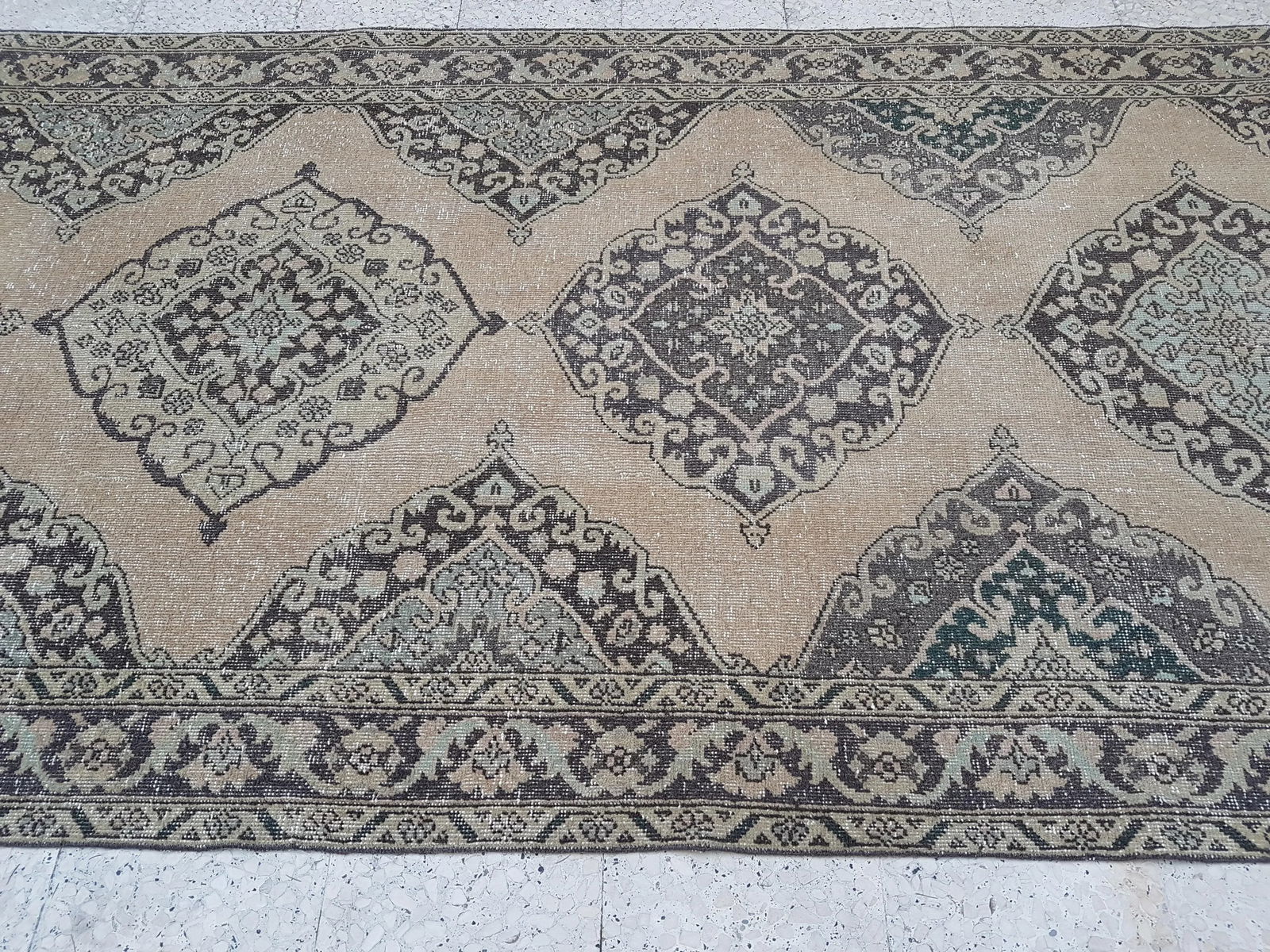 Vintage Turkish Oushak Gallery Rug, Wide Runner 4'8" X 12'10" - 7