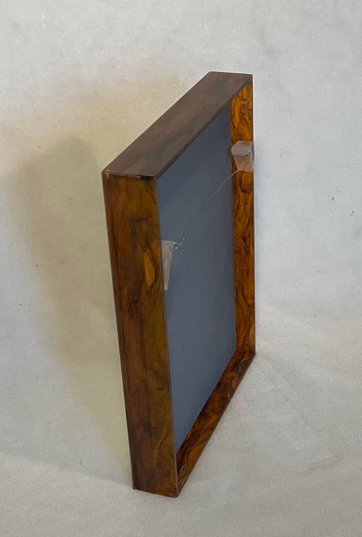 Vintage Mirror Faux Tortoise Shell Lucite Wall Hanging 10.5 Inches X 12.75 Inches - 7