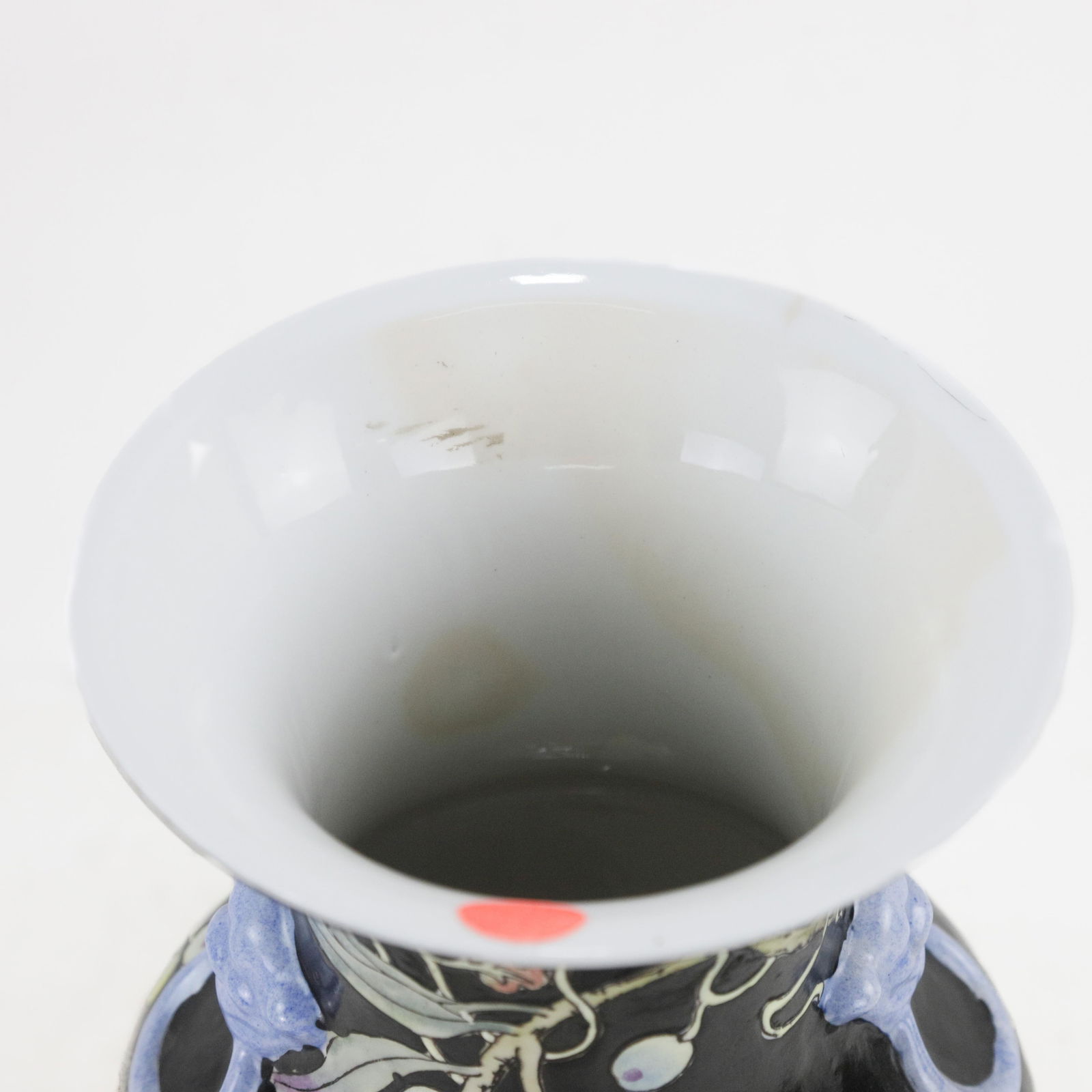 Chinese Black Glaze Famille Noire Porcelain Vase With Bird and Floral Motif - 7
