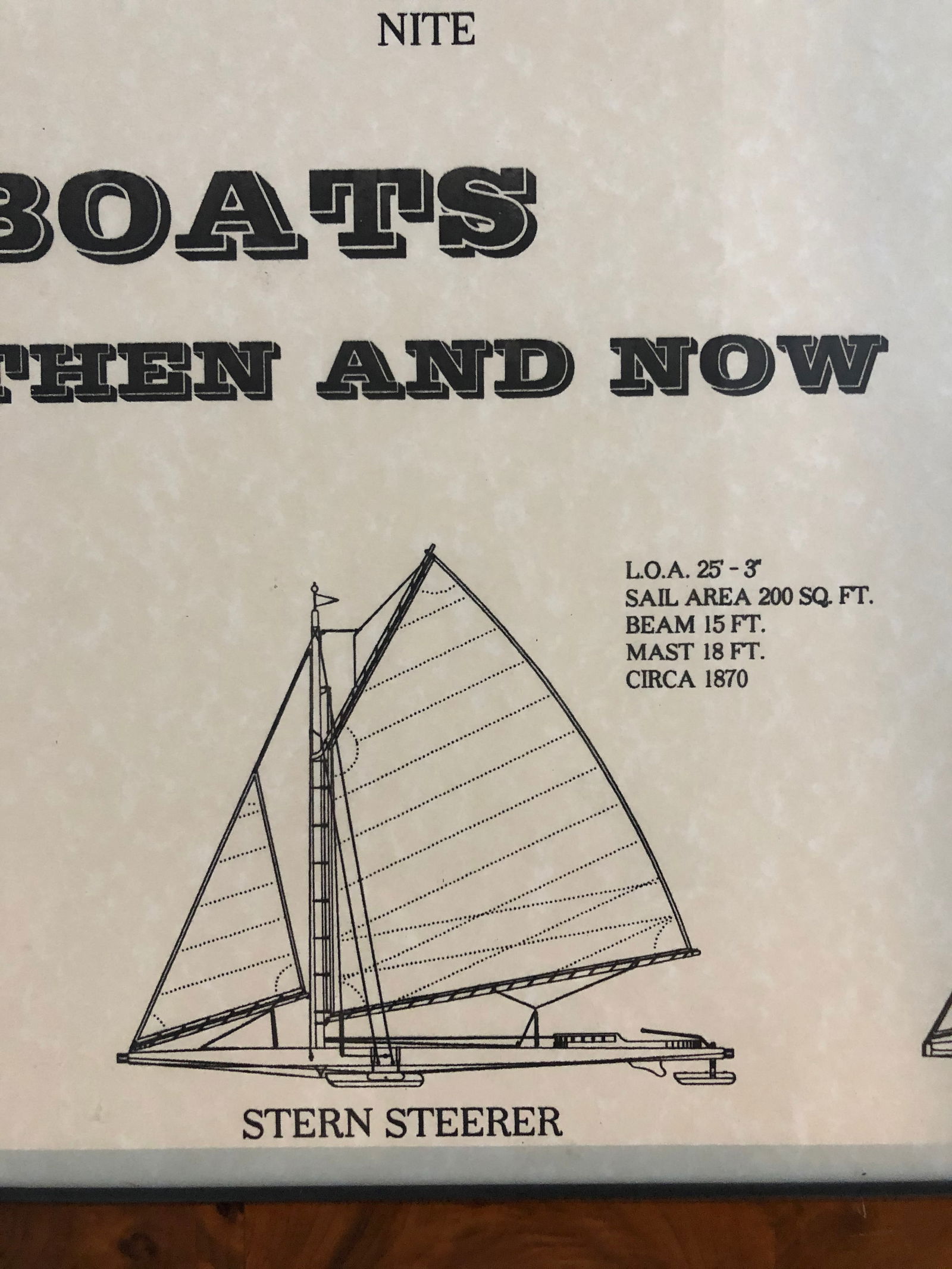 Faux Burl Wood Framed Diagram of Ice Boats Poster - 2