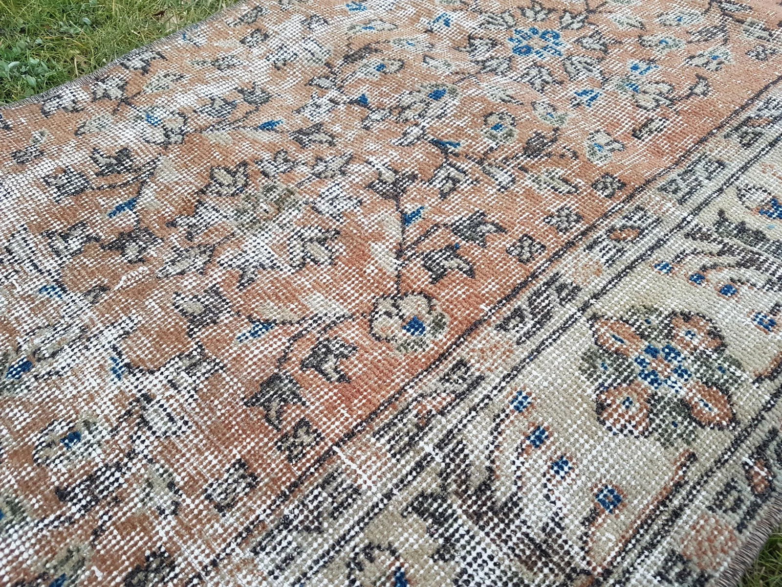 Front of Kitchen Sink Rug Hand Made Faded Mini Rug 2'3" X 4'3" - 7