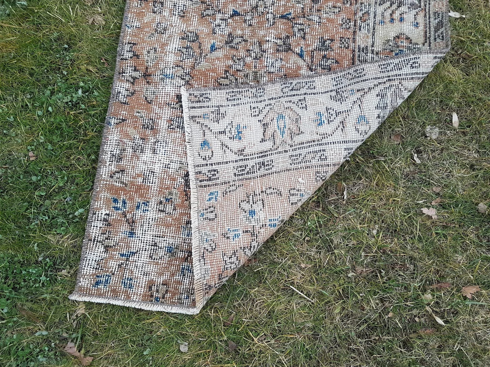 Front of Kitchen Sink Rug Hand Made Faded Mini Rug 2'3" X 4'3" - 9
