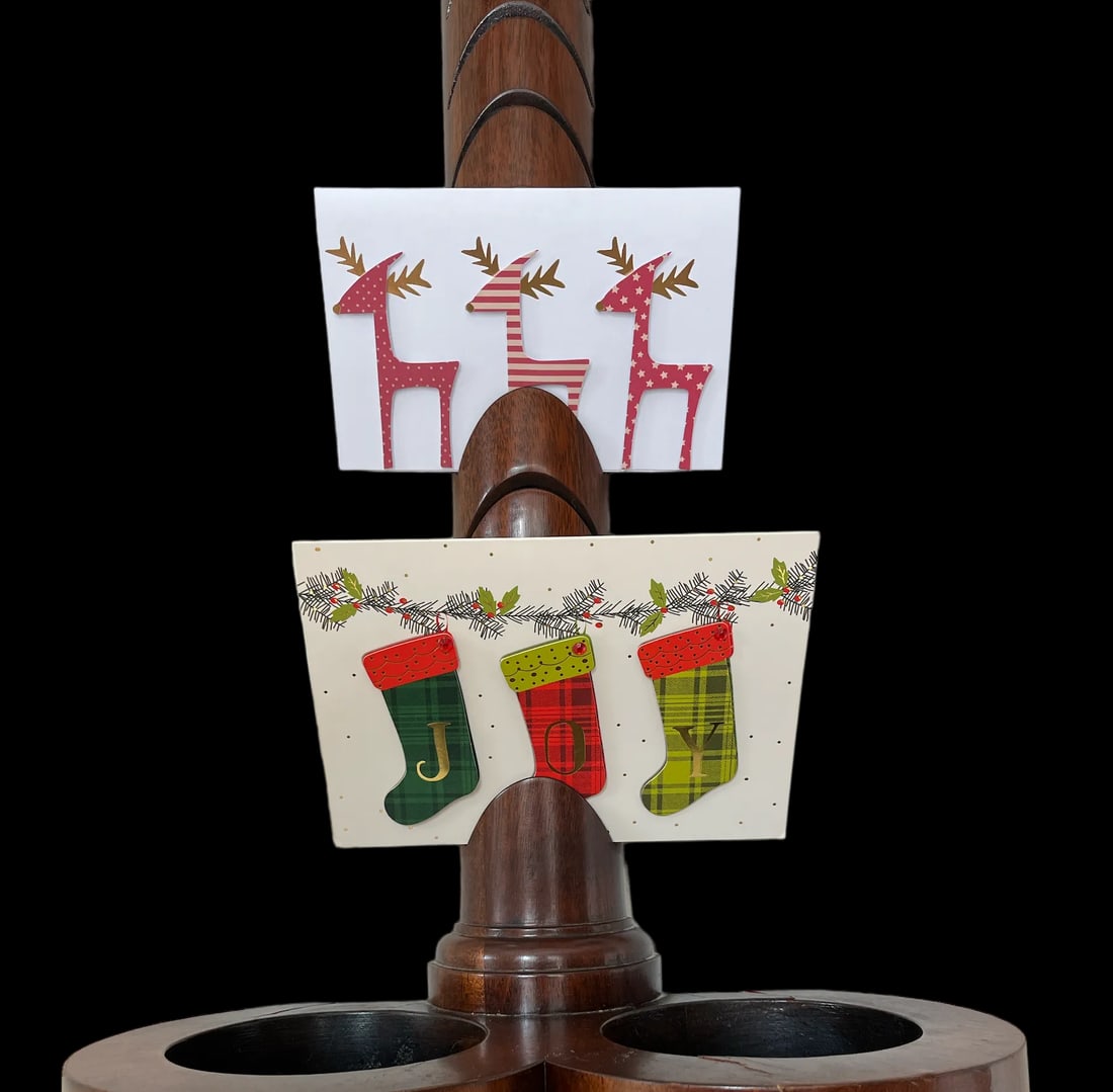 1940s Weiman Heirloom Mahogany Wall-Mounted Card Holder Display Umbrella Stand - 4