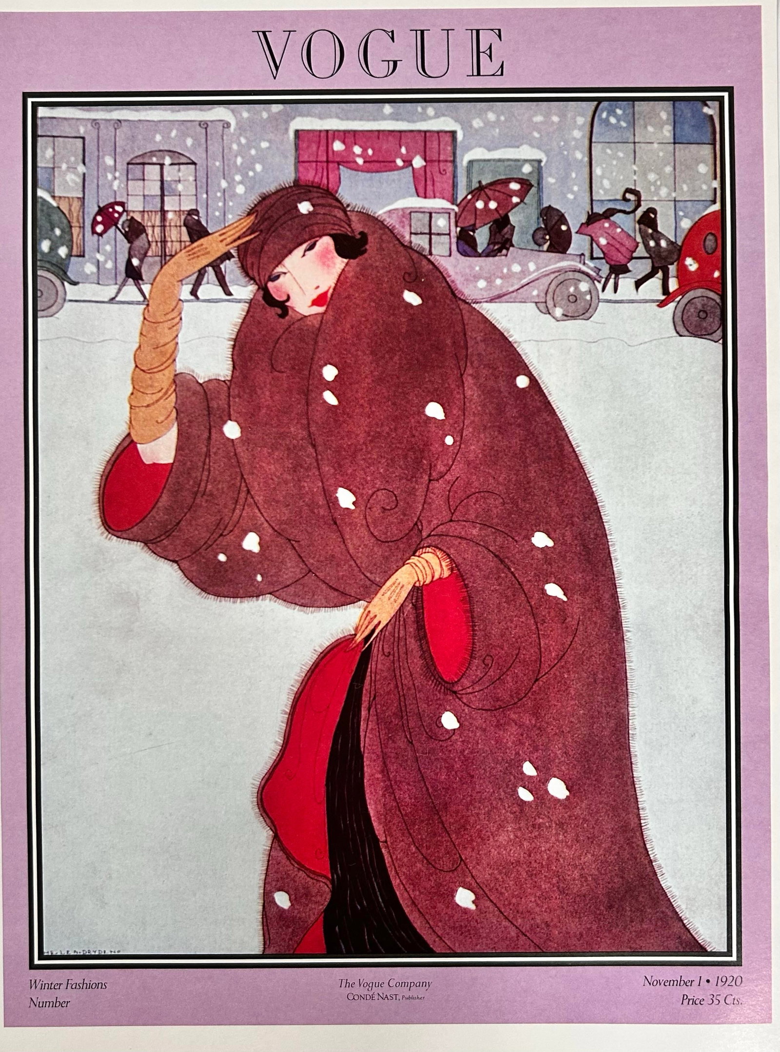 Vintage Vogue Cover Poster Print Paris Winter Fashion - A Pair - 2