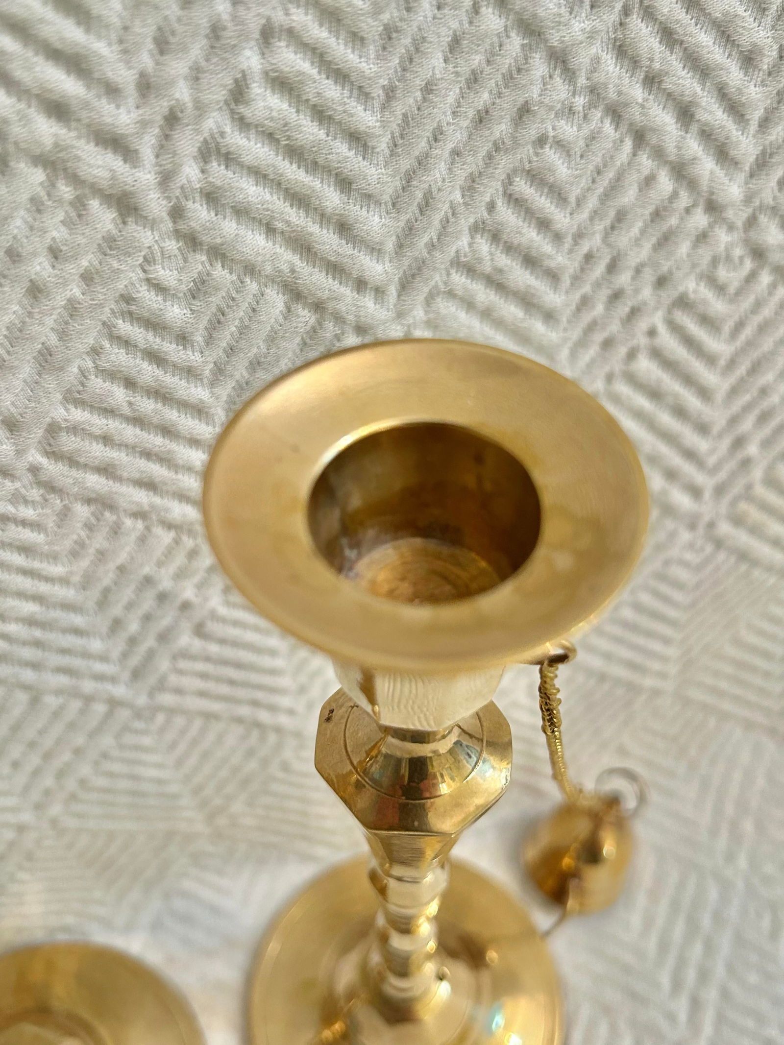 Early 20th Century Solid Brass Candlestick Holders With Attached Brass Snuffers - 9