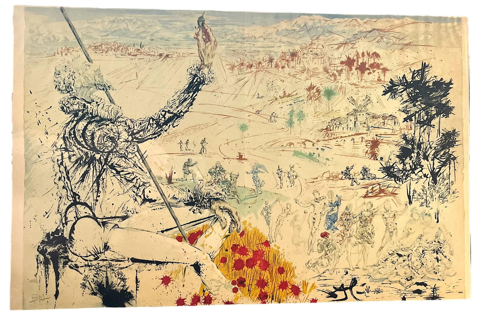 Framed 1950s Signed Salvador DalÃ­ Lithograph Don Quixote l'Age d'Or From Don Quichotte De - 2