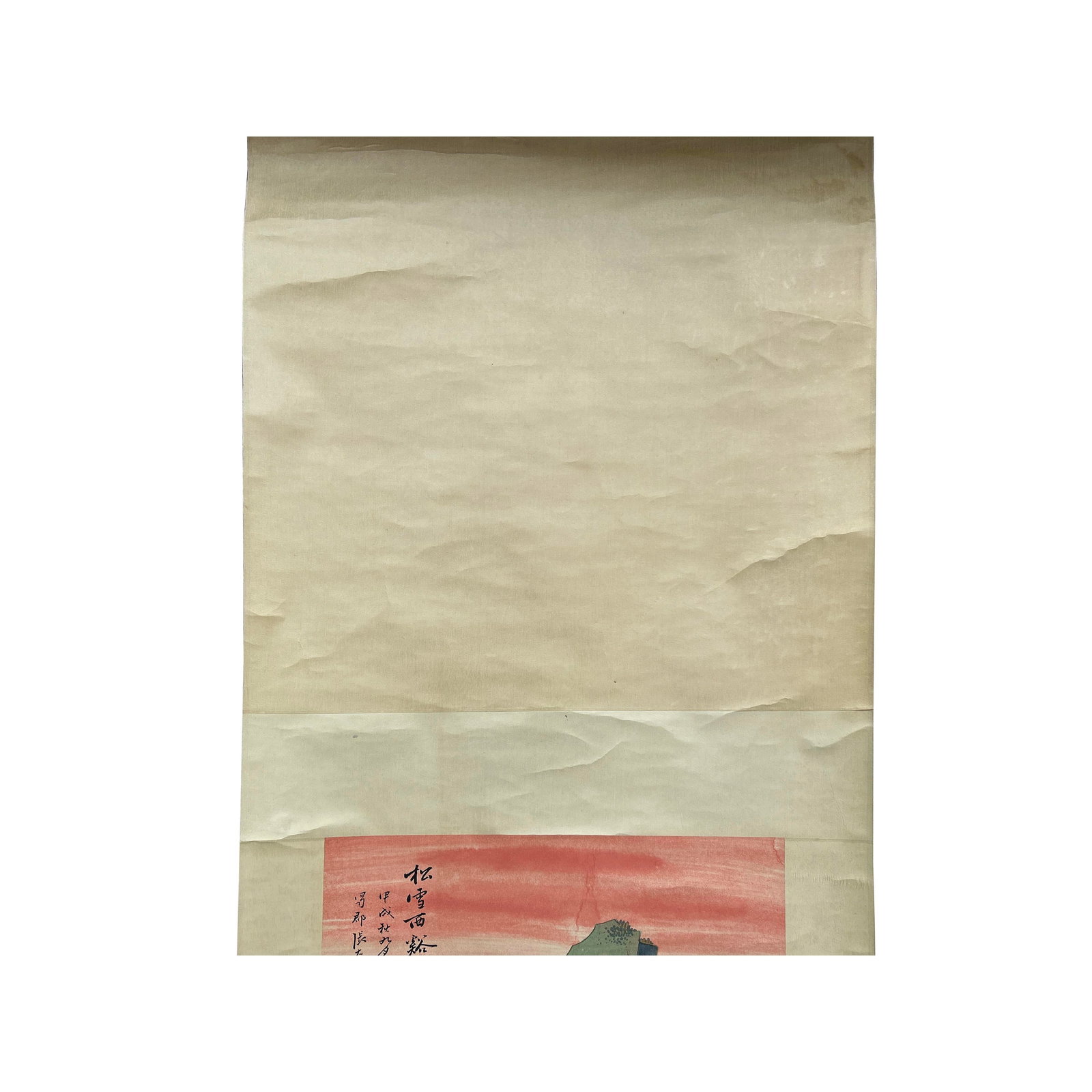 Vintage Chinese Color Ink Brush Scenery Scroll Painting Wall Art - 2