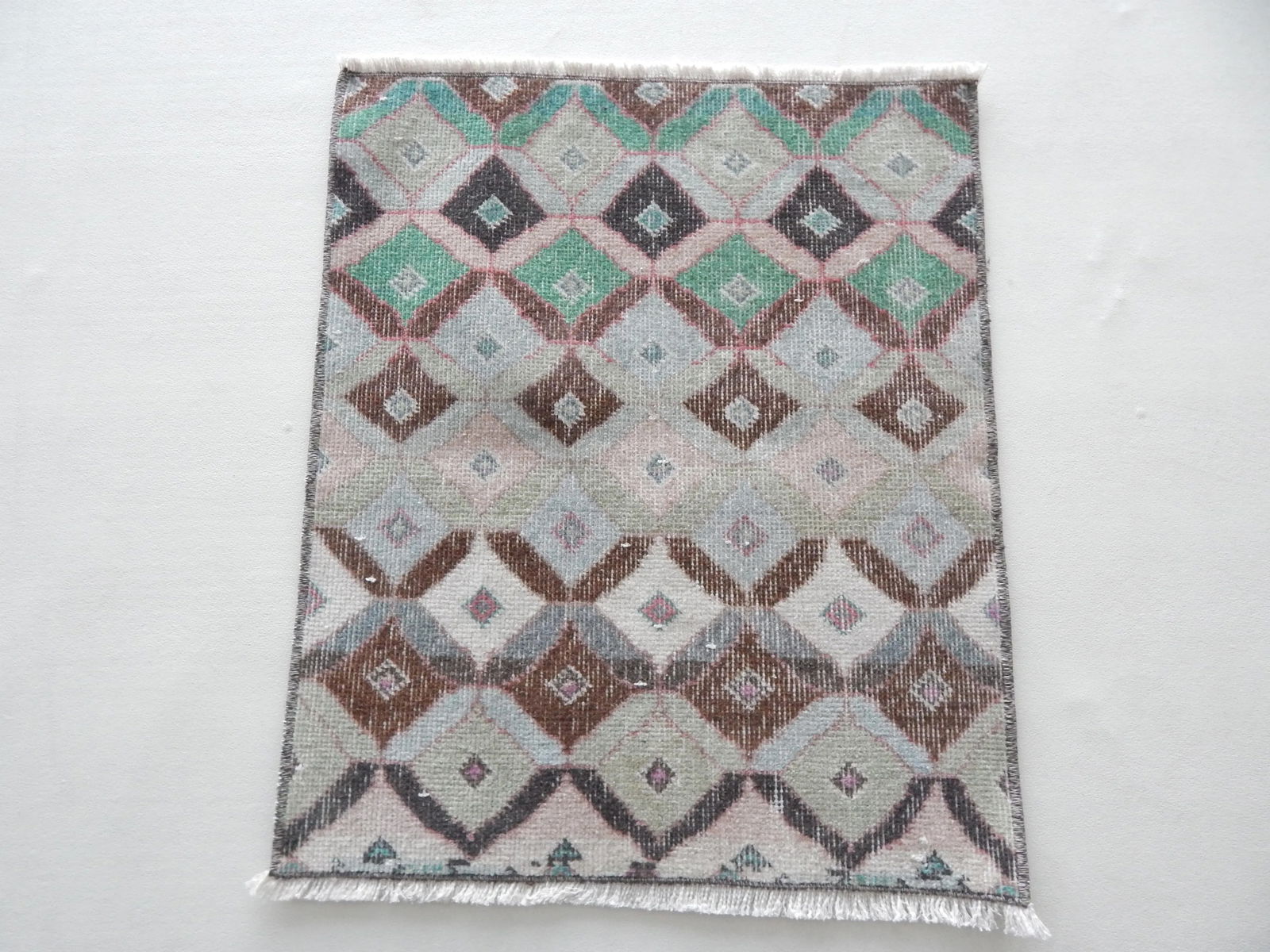 Square Low Pile Turkish Hand Knotted Door Runner Rug 1'11" X 2'3" - 2