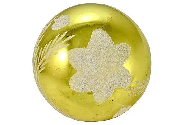 Gold Blown Glass 4" Ball Ornament - 3