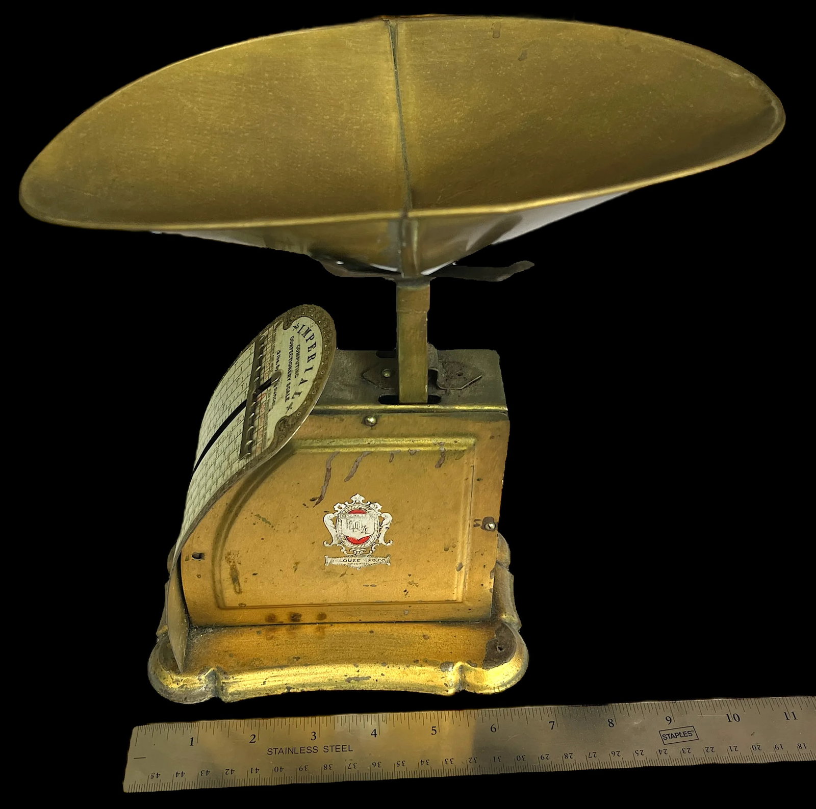 Antique 1899 Imperial Computing Confectionery Scale by Pelouze – Victorian Brass + Art Nouveau - 10