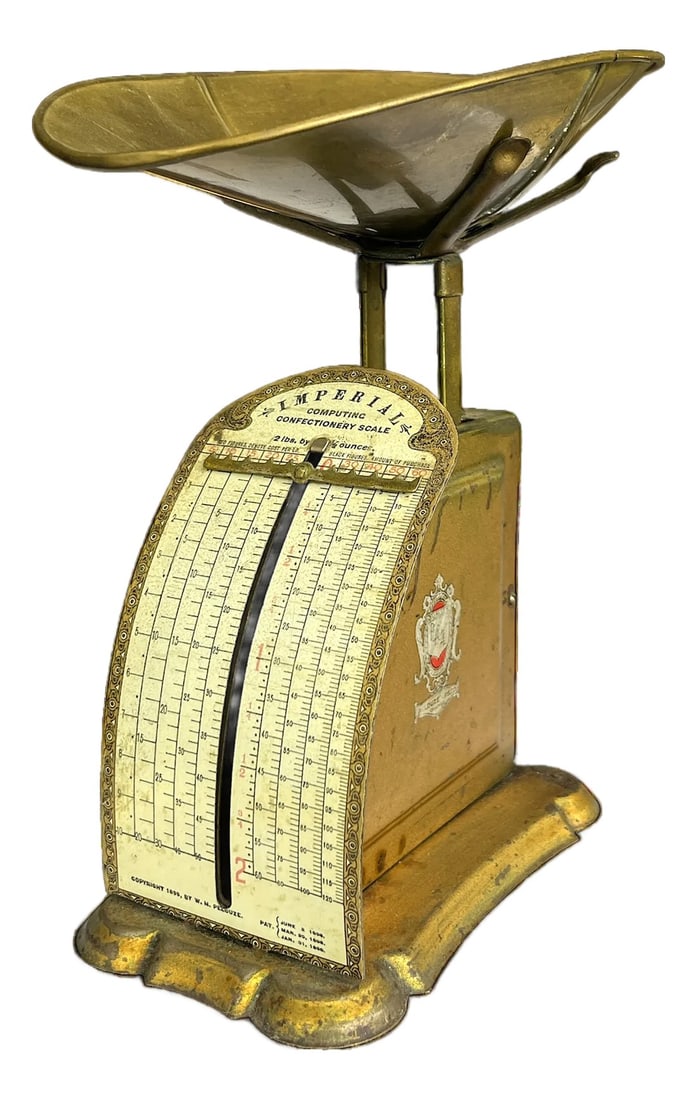 Antique 1899 Imperial Computing Confectionery Scale by Pelouze – Victorian Brass + Art Nouveau (1 of 10)