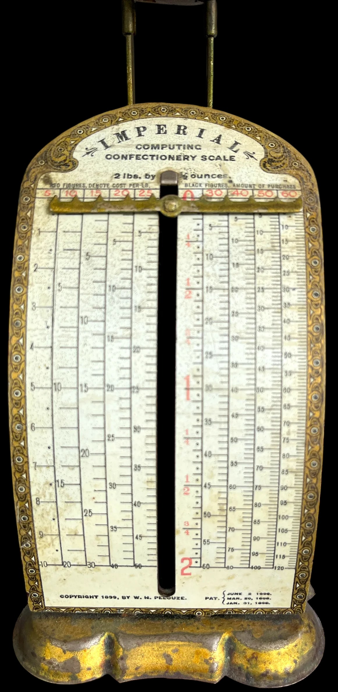 Antique 1899 Imperial Computing Confectionery Scale by Pelouze – Victorian Brass + Art Nouveau - 3