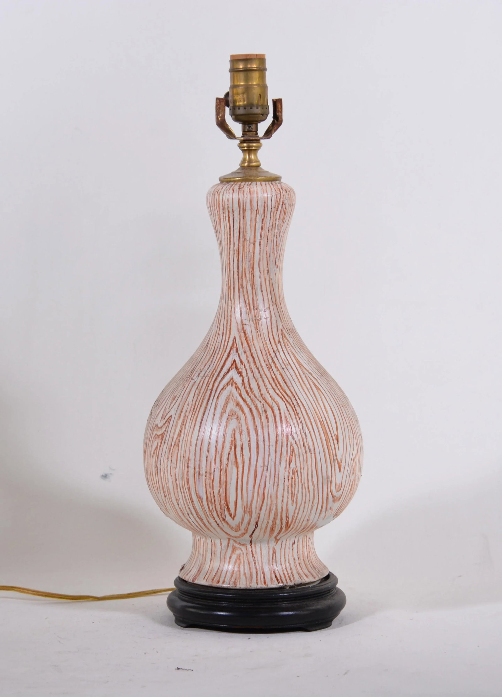 Vintage Hand-Painted Faux Wood & Trope Lo'il Design Vase Lamp - 2