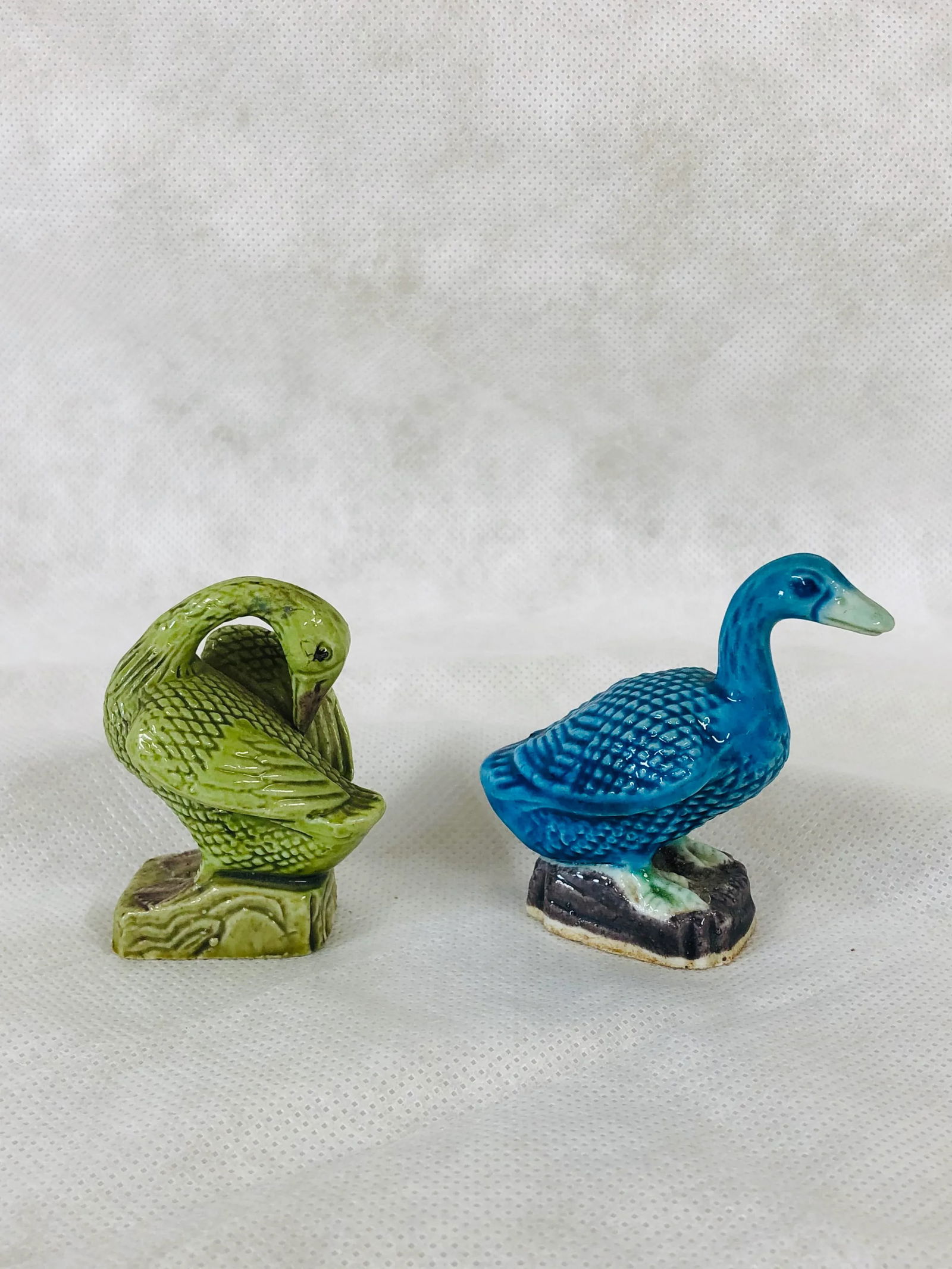 Vintage Turquoise and Green Mudman Ducks- Pair - 2