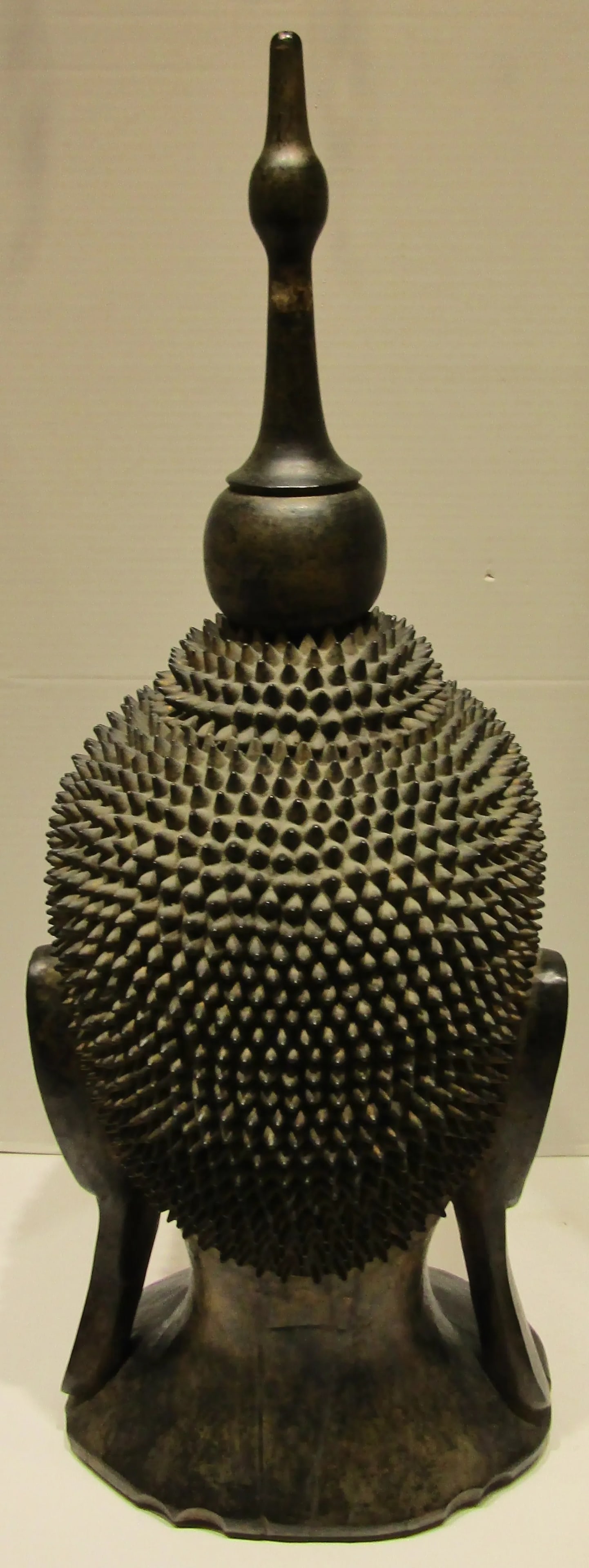 1920s Large Antique Hand Carved Solid Lacquered Wood Burmese Buddha Bust Head - 6