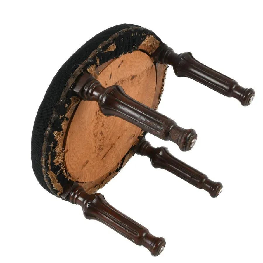 Antique 20th Century Floral Needlework Footstool - 7