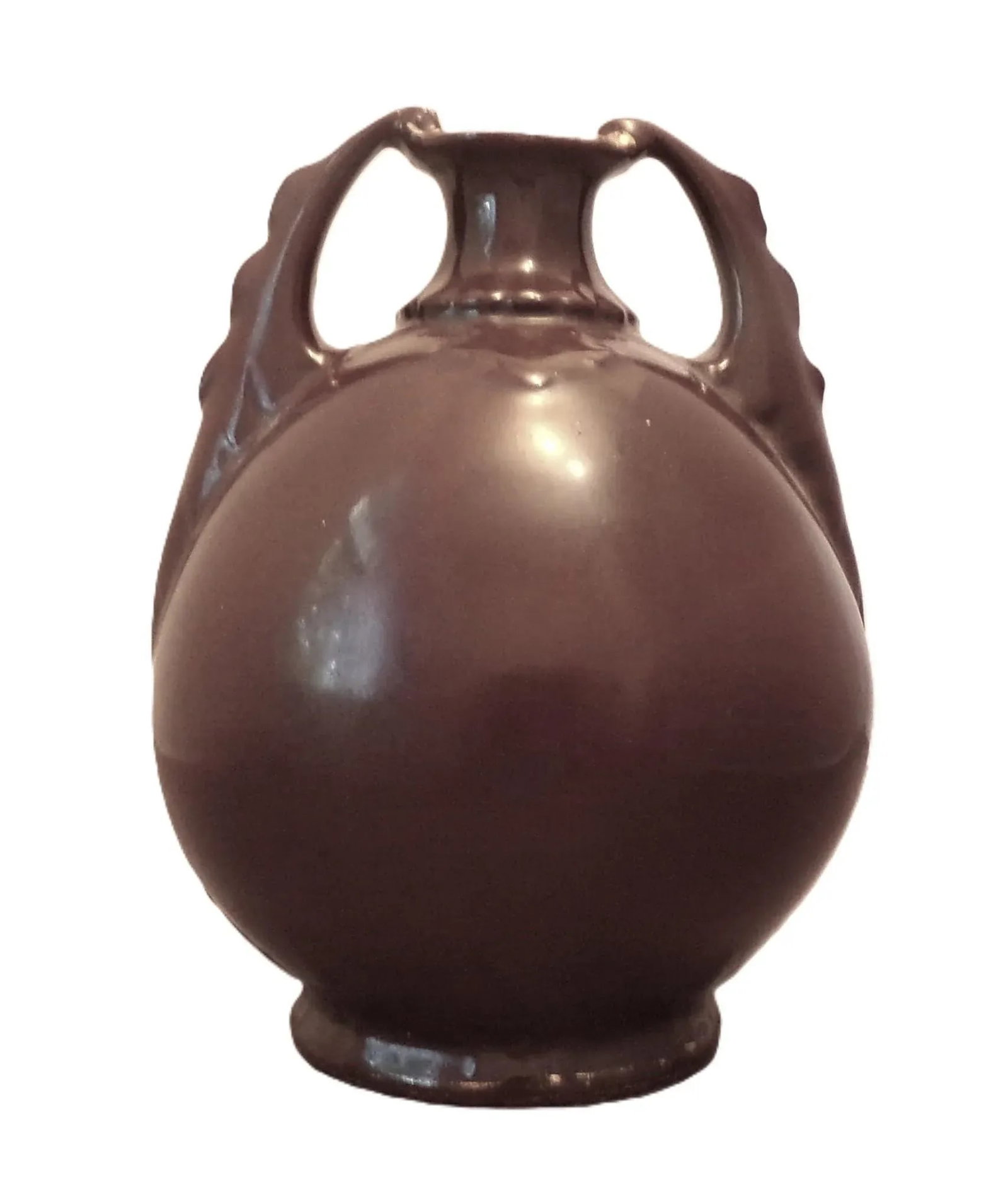 Lady and Her Child on an Antique Brown Glaze Portrait Vase, Austria - 3