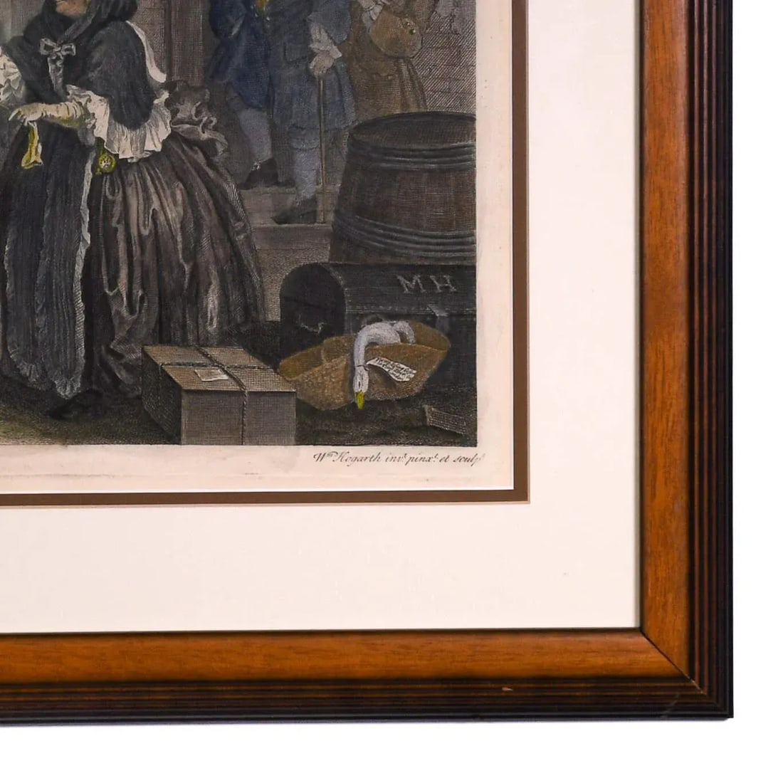 Early 20th Century Framed Engraving of William Hogarth's "A Harlot's Progress" - 5