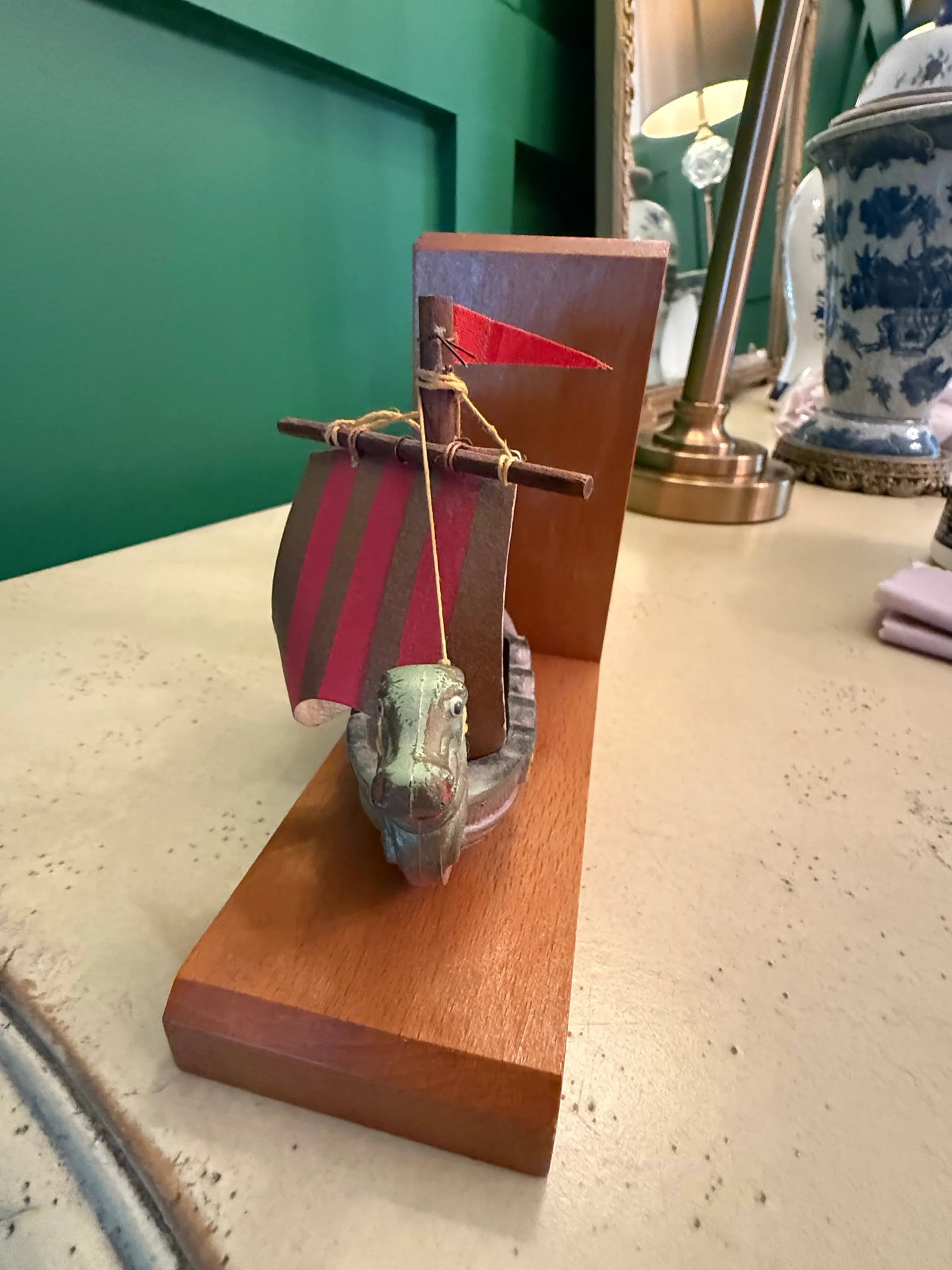 Adorable Mid Century Viking Ship Bookends - 4
