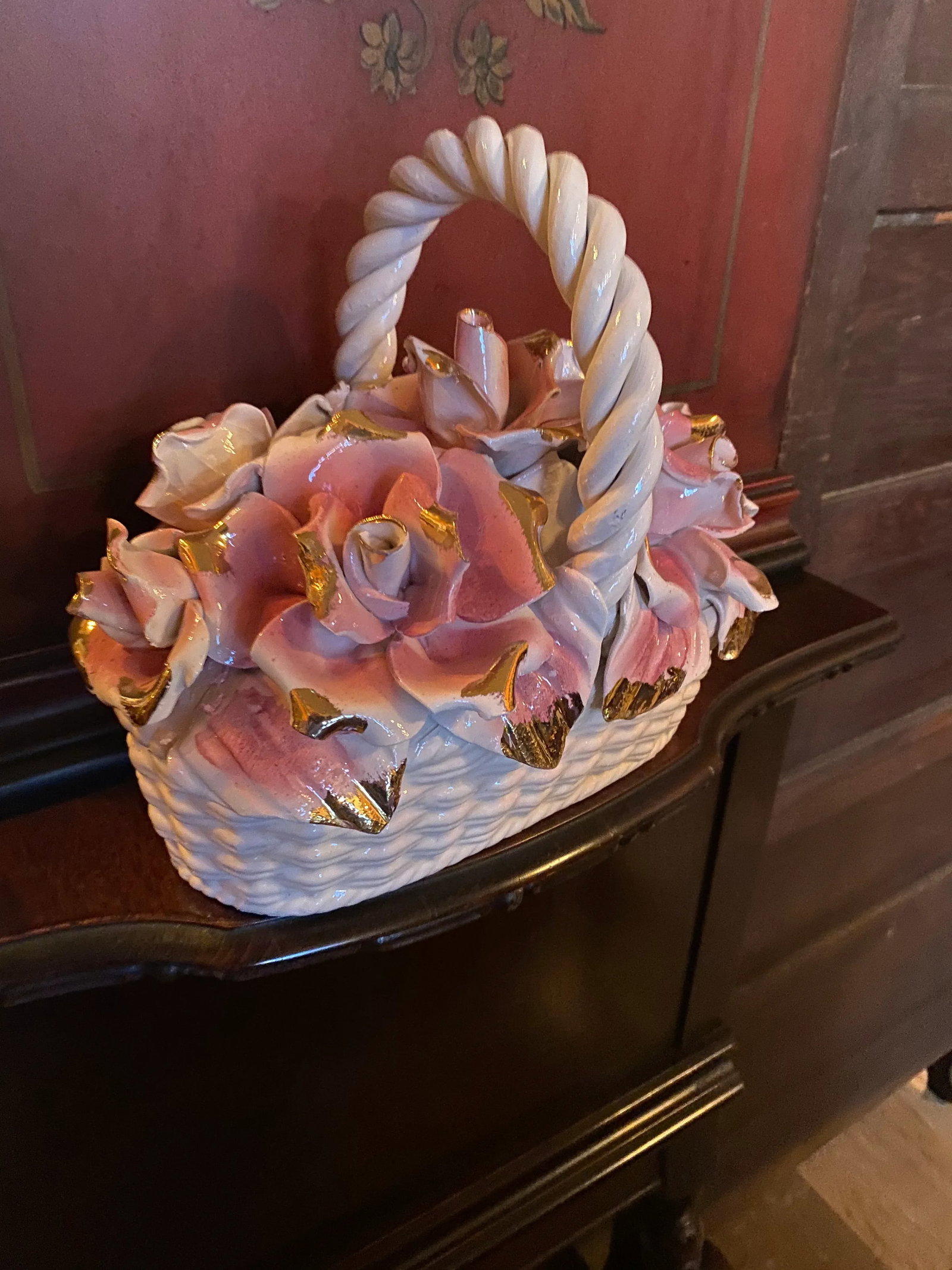 Italy Pink Roses Basket - 4