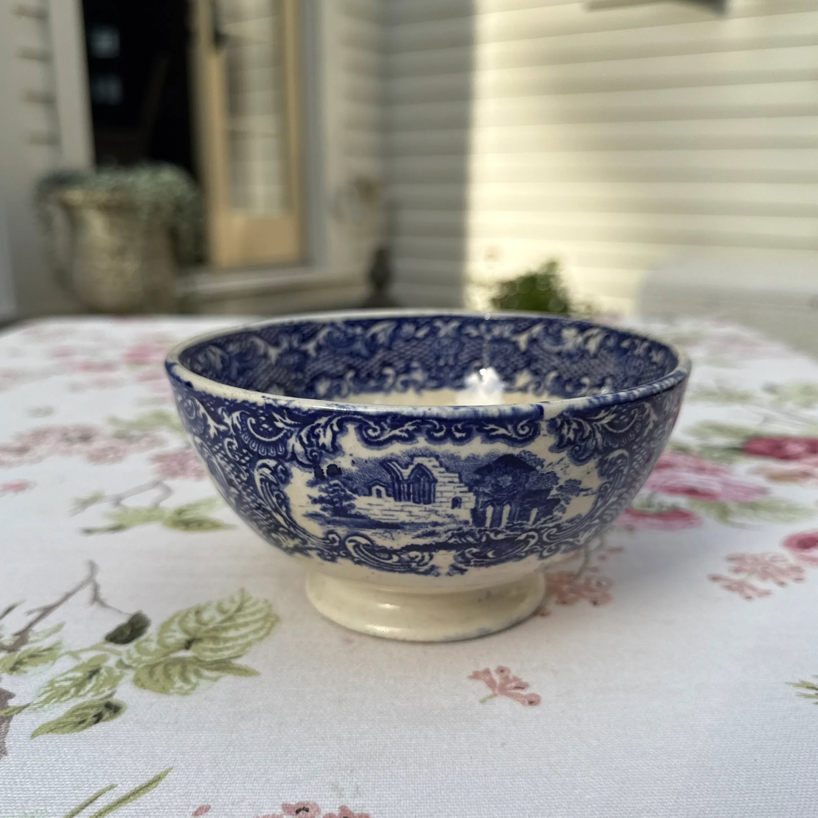 Antique Petrus Regout & Co Maastricht Abbey Blue Transferware Bowl - 3