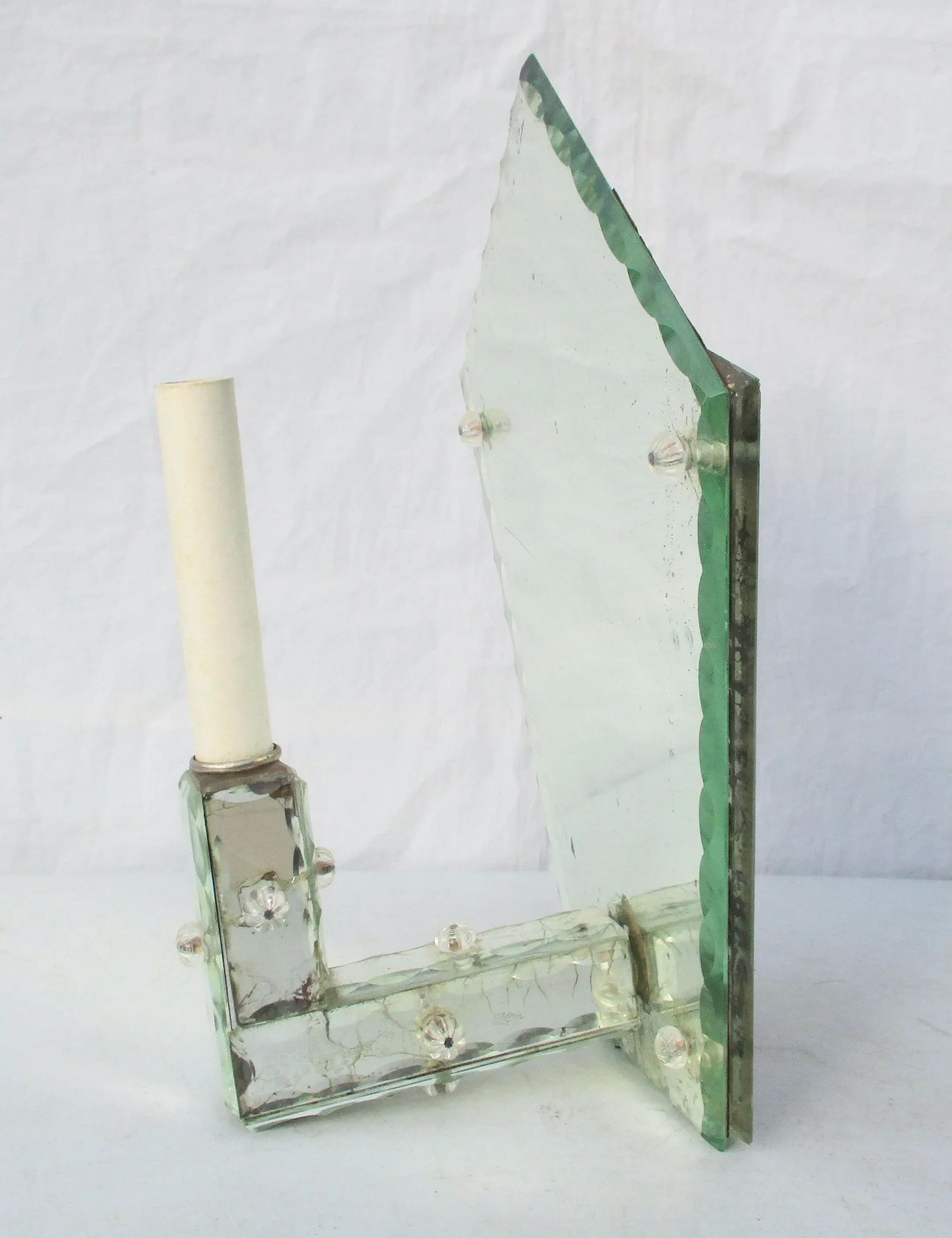 Hollywood Regency Mirrored Single Light Sconce - 4