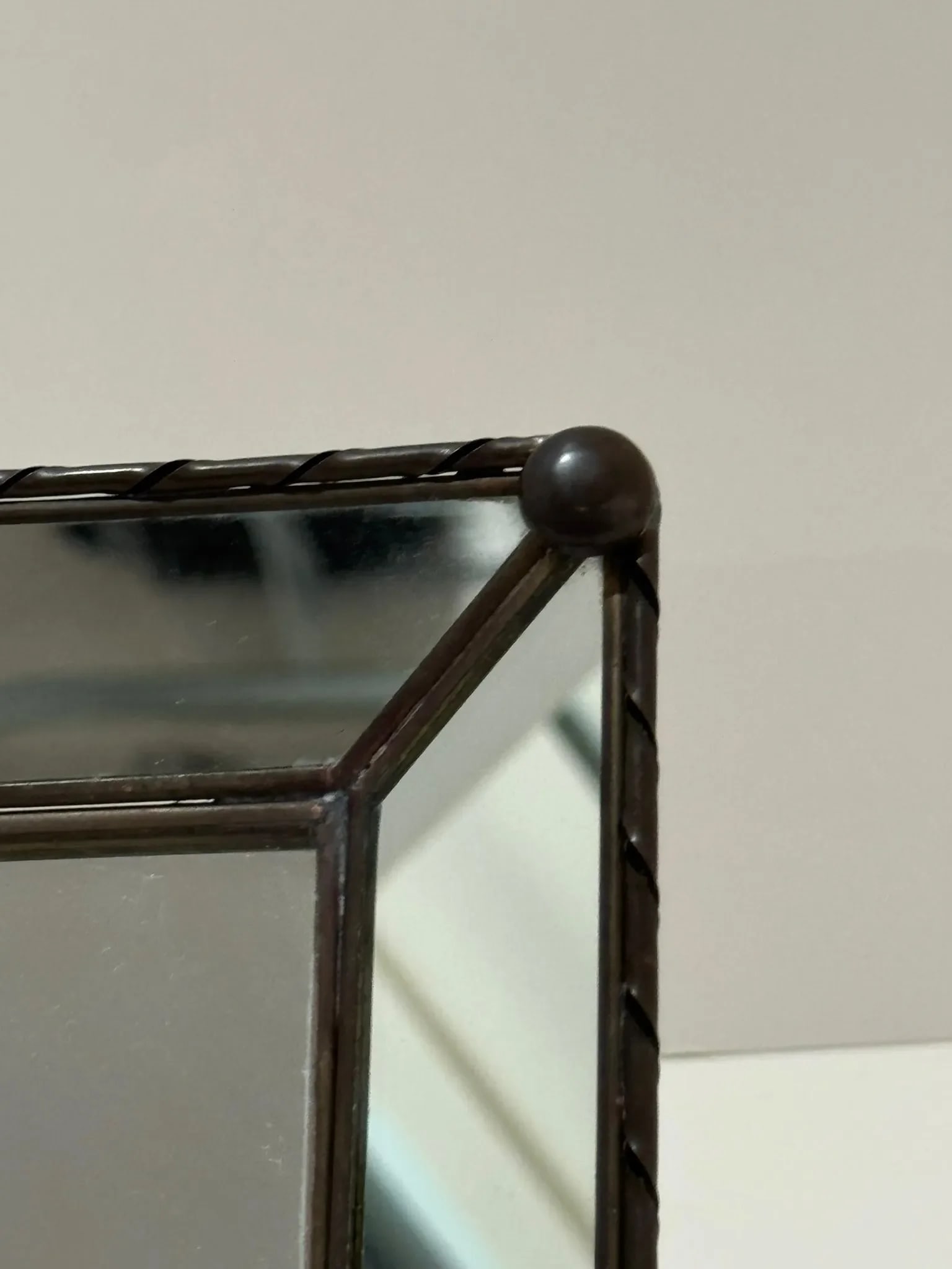 Vintage Beveled Mirror Picture Frame With Braided Metal Edge – 7.5" X 6" - 2