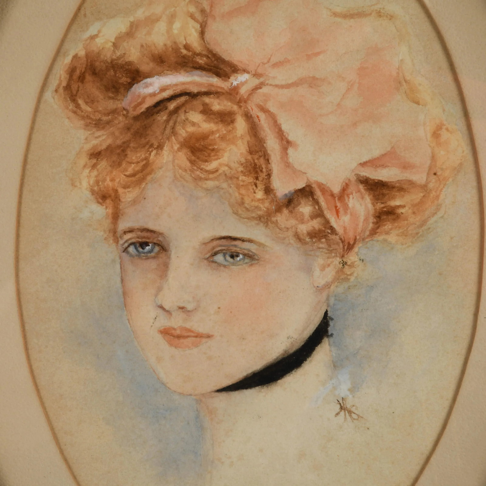 Oval Framed Watercolor Portrait - 3