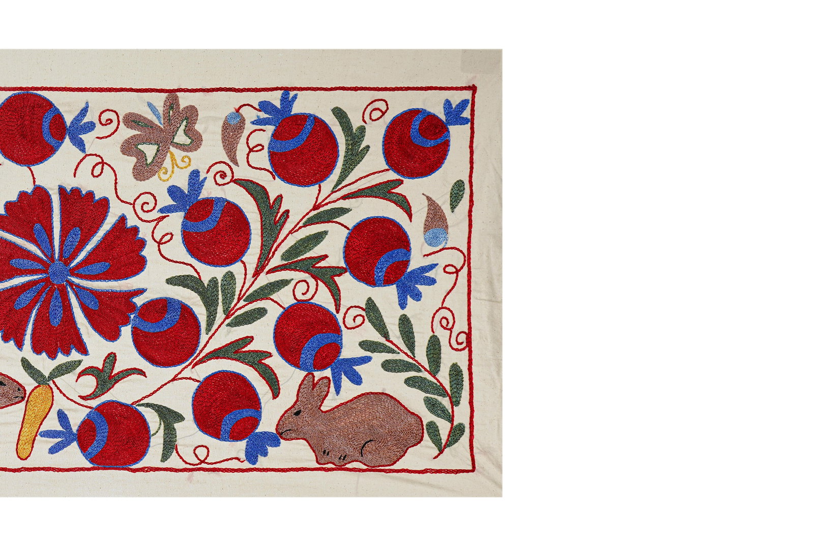 Hand-Embroidered Rabbit Suzani Runner - 5