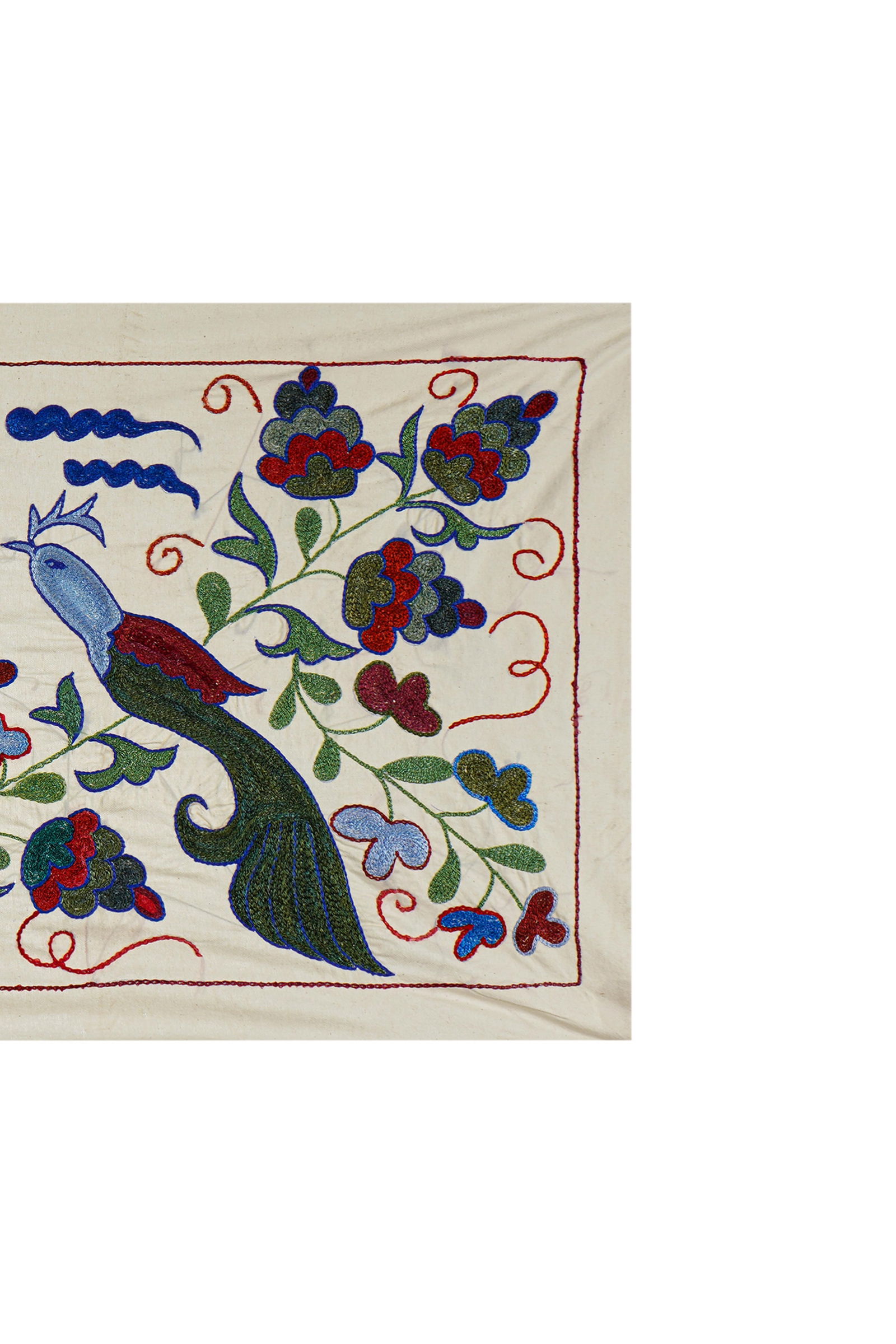 Decorative Suzani Embroidered Cotton Cloth - 2