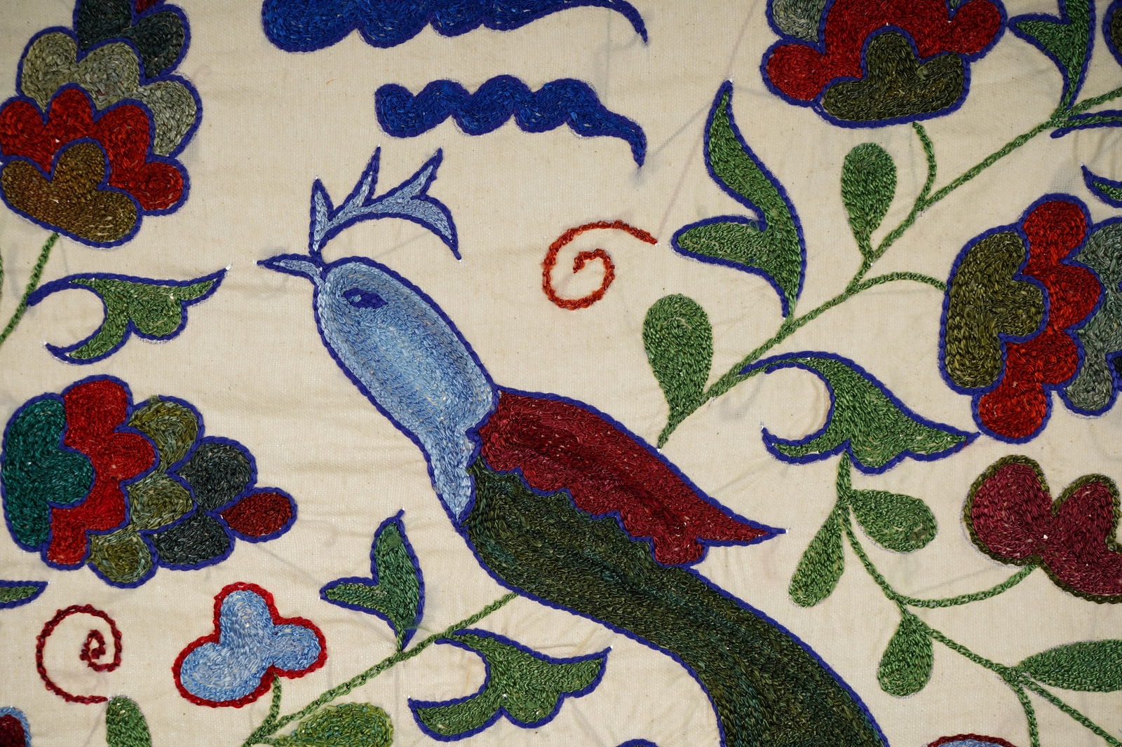 Decorative Suzani Embroidered Cotton Cloth - 7