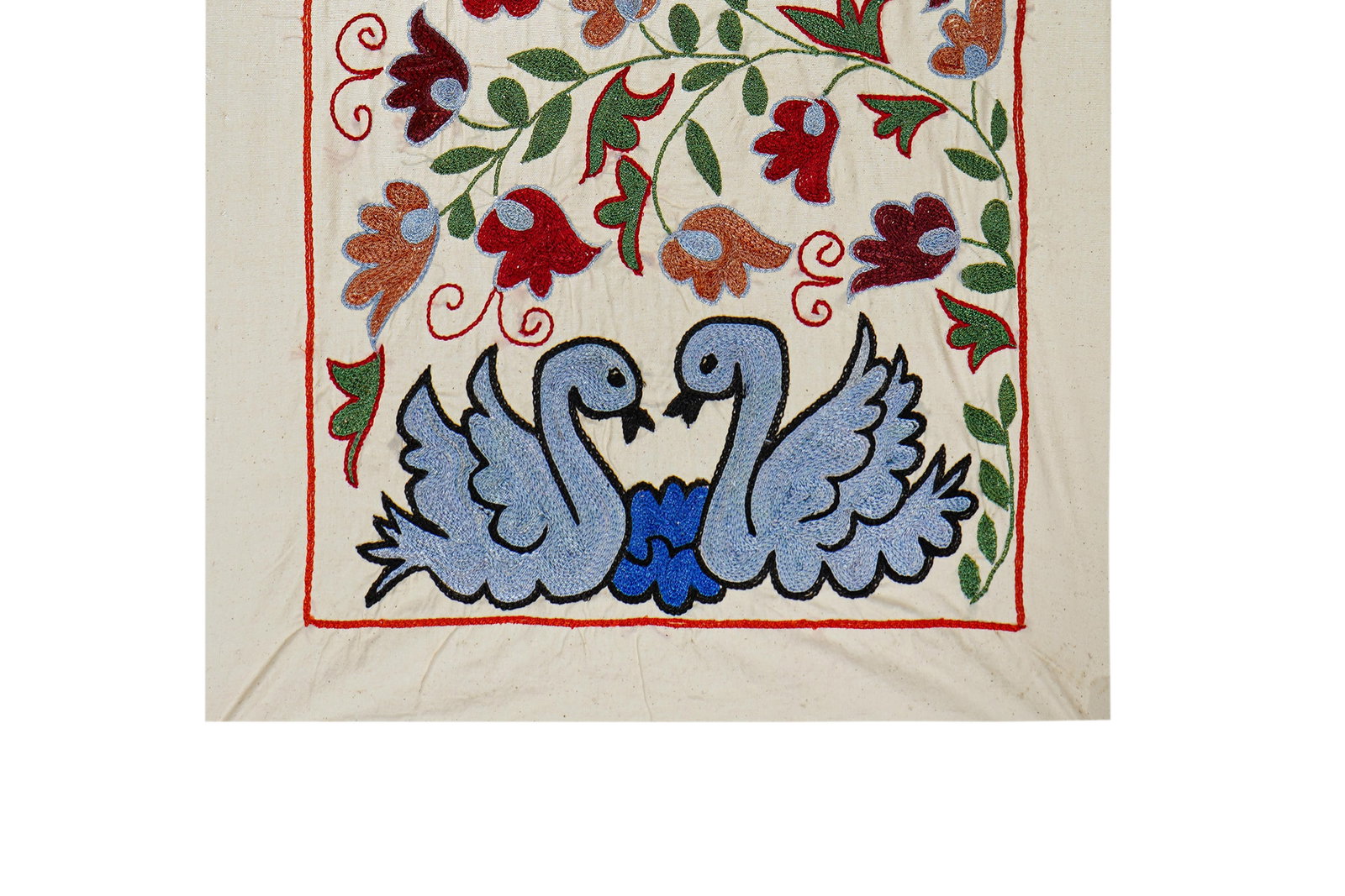 Suzani Embroidered Wall Hanging With Bird & Duck - 3