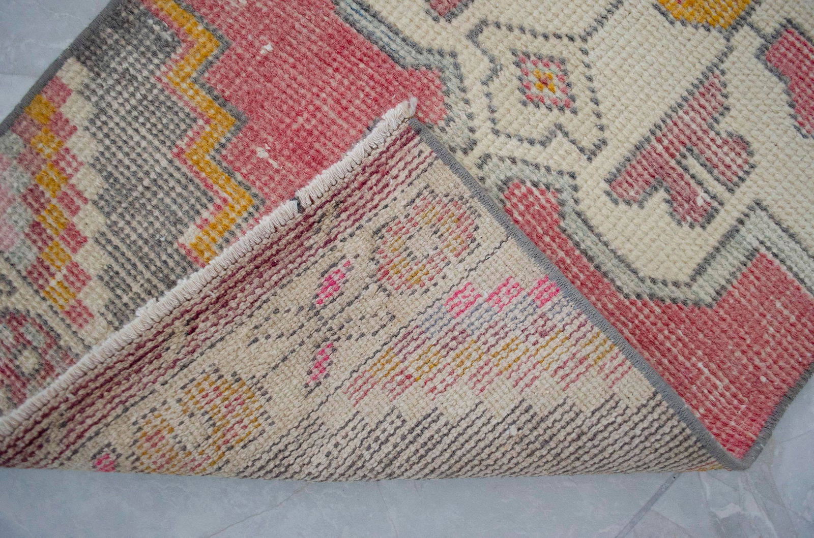 Hand Knotted Door Mat, Entryway Rug, Bath Mat, Kitchen Decor, Small Rug, Turkish Rug - 1"² - 7