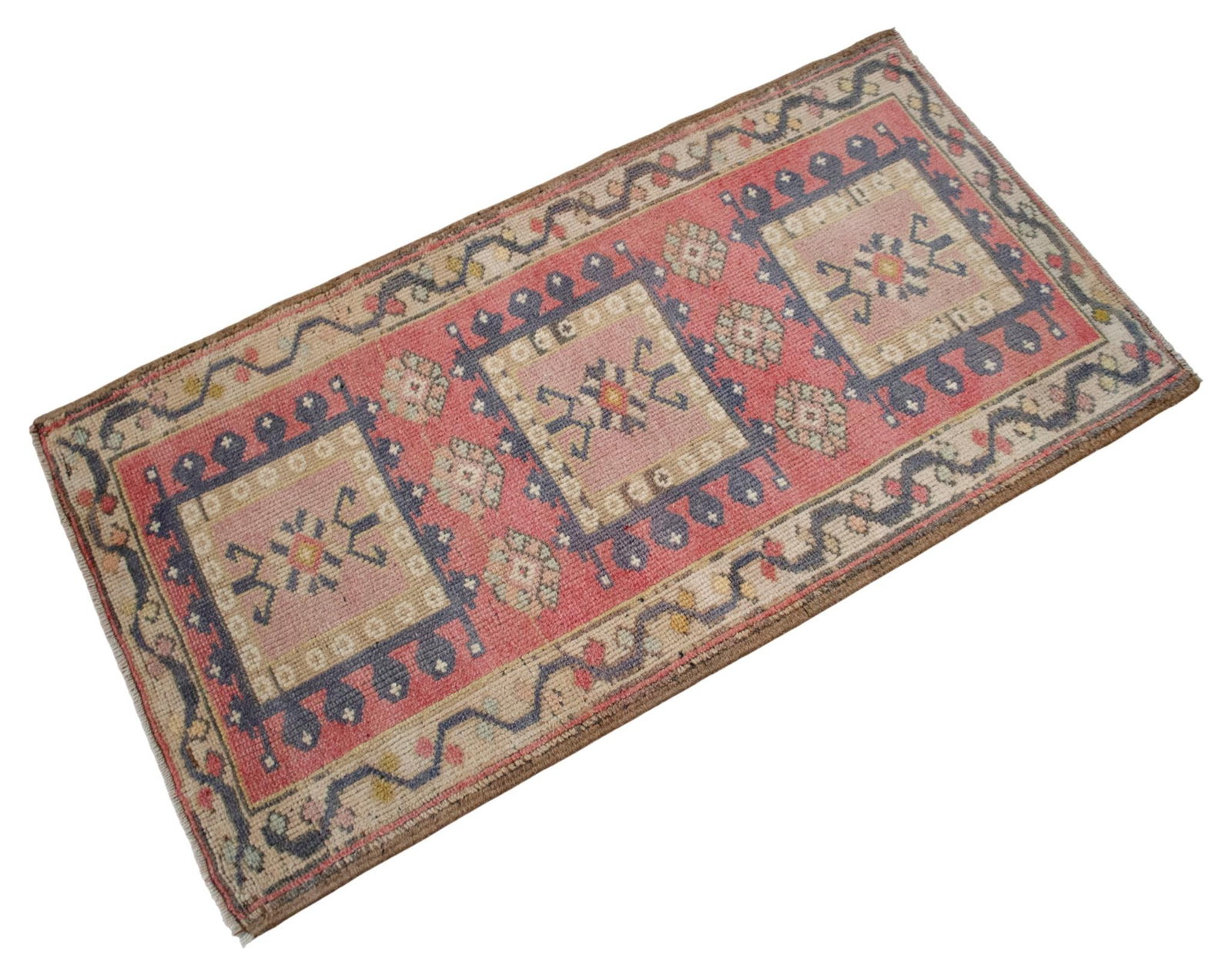 Hand Knotted Door Mat, Entryway Rug, Bath Mat, Kitchen Decor, Small Rug, Turkish Rug - 1"² - 4