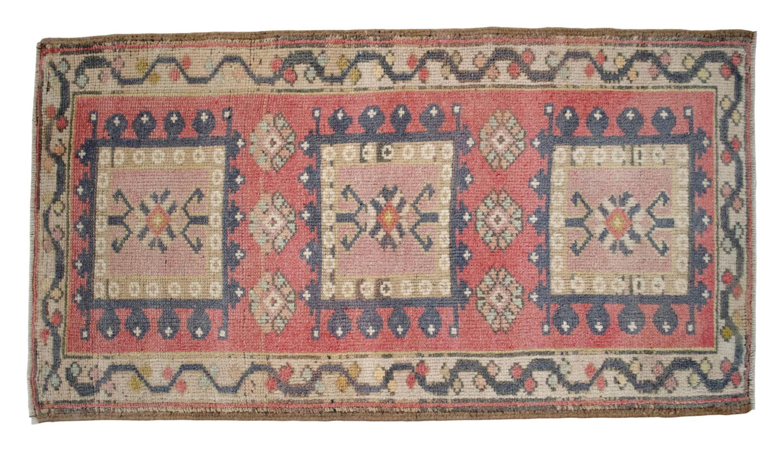 Hand Knotted Door Mat, Entryway Rug, Bath Mat, Kitchen Decor, Small Rug, Turkish Rug - 1"² - 7