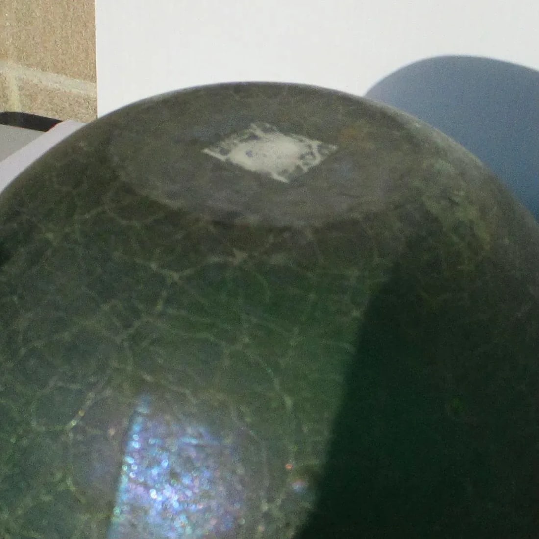 Green Glass Globe With Irridescent Flash Glaze. - 6
