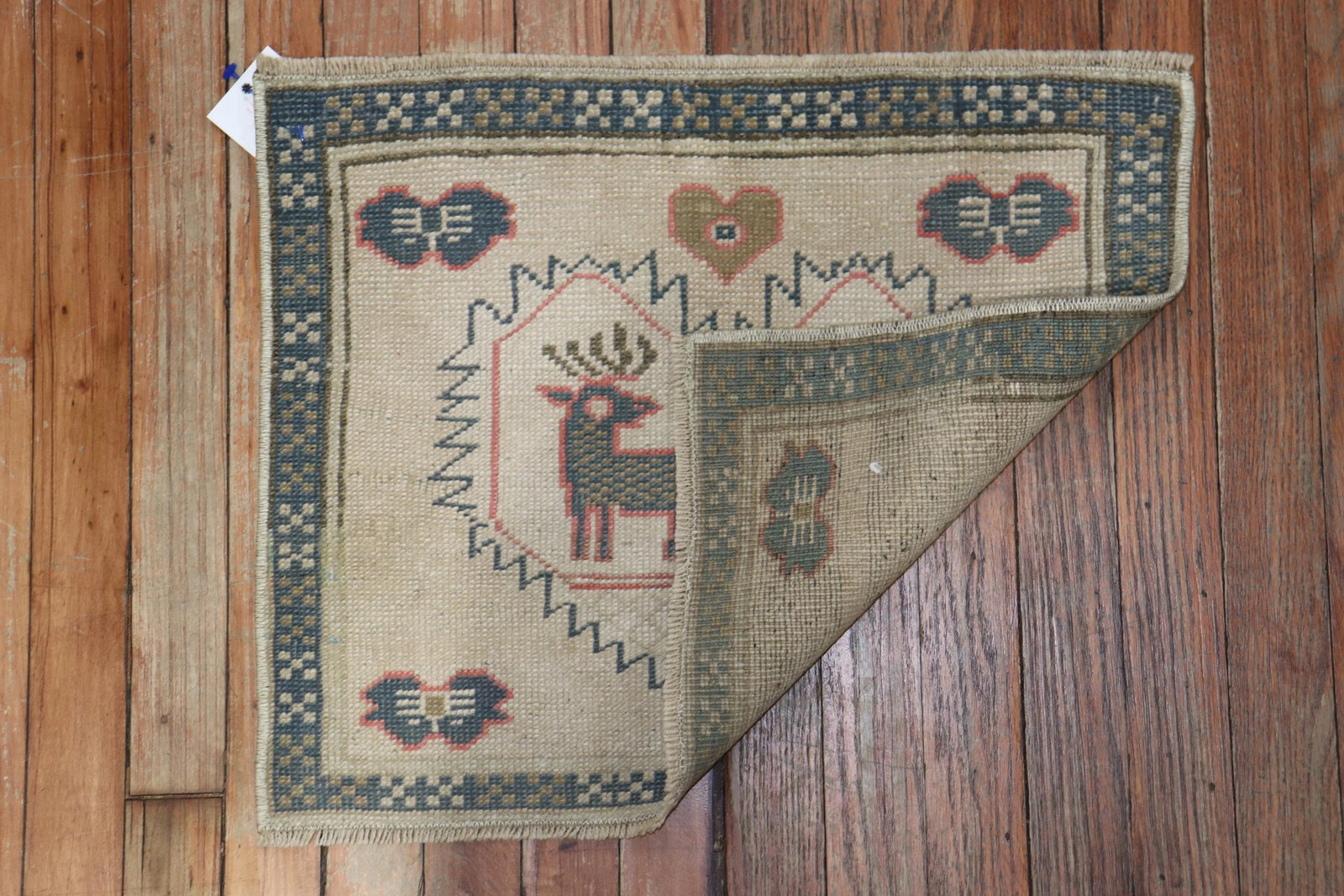 Mini Square Turkish Pictorial Rug, 1'6'' X 1'10'' - 4
