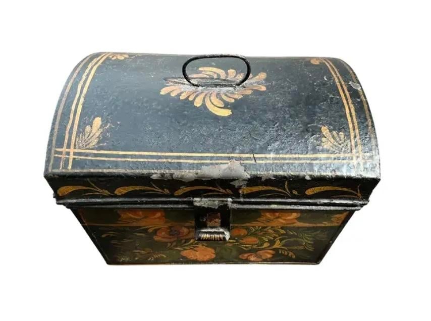 American Folk Art Painted Toleware Tin Box - 5