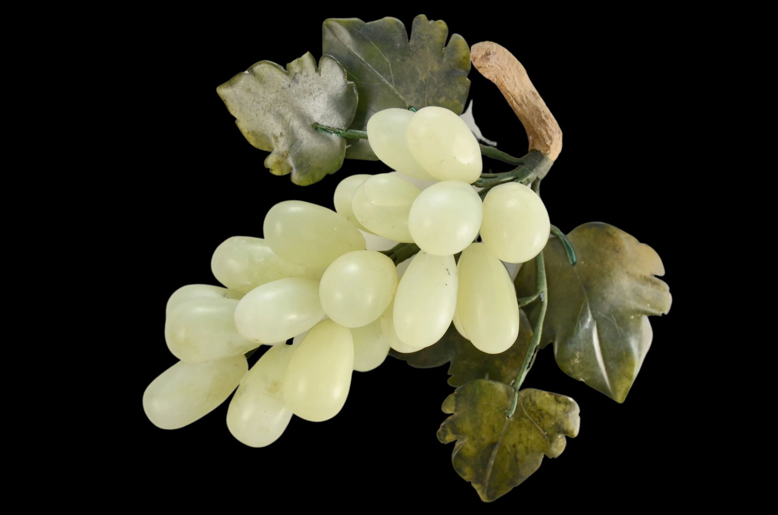 Pale Green 8" Carved Stone Grape Cluster - 2