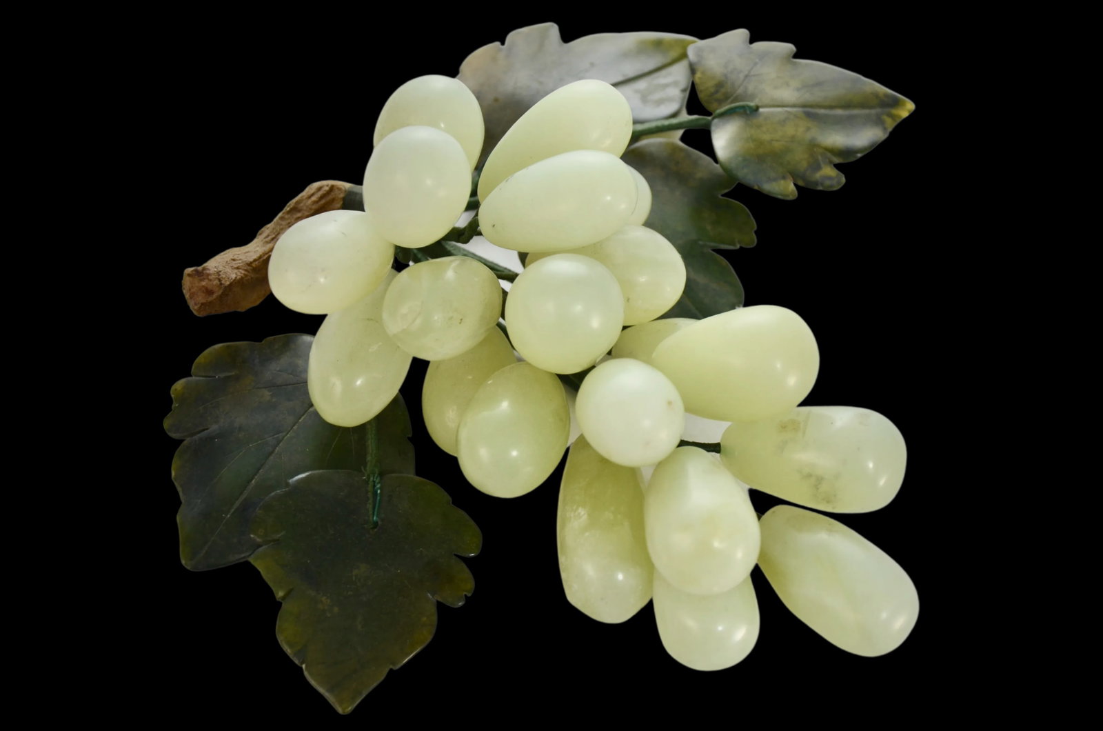 Pale Green 8" Carved Stone Grape Cluster - 5