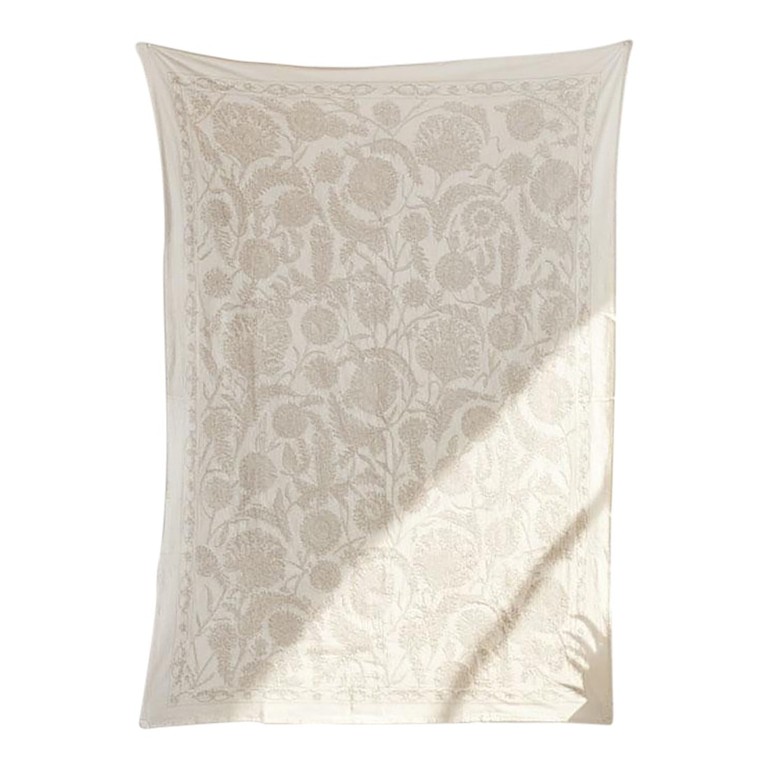 Heirloom Ecru Hand-Embroidered Suzani Throw (1 of 7)
