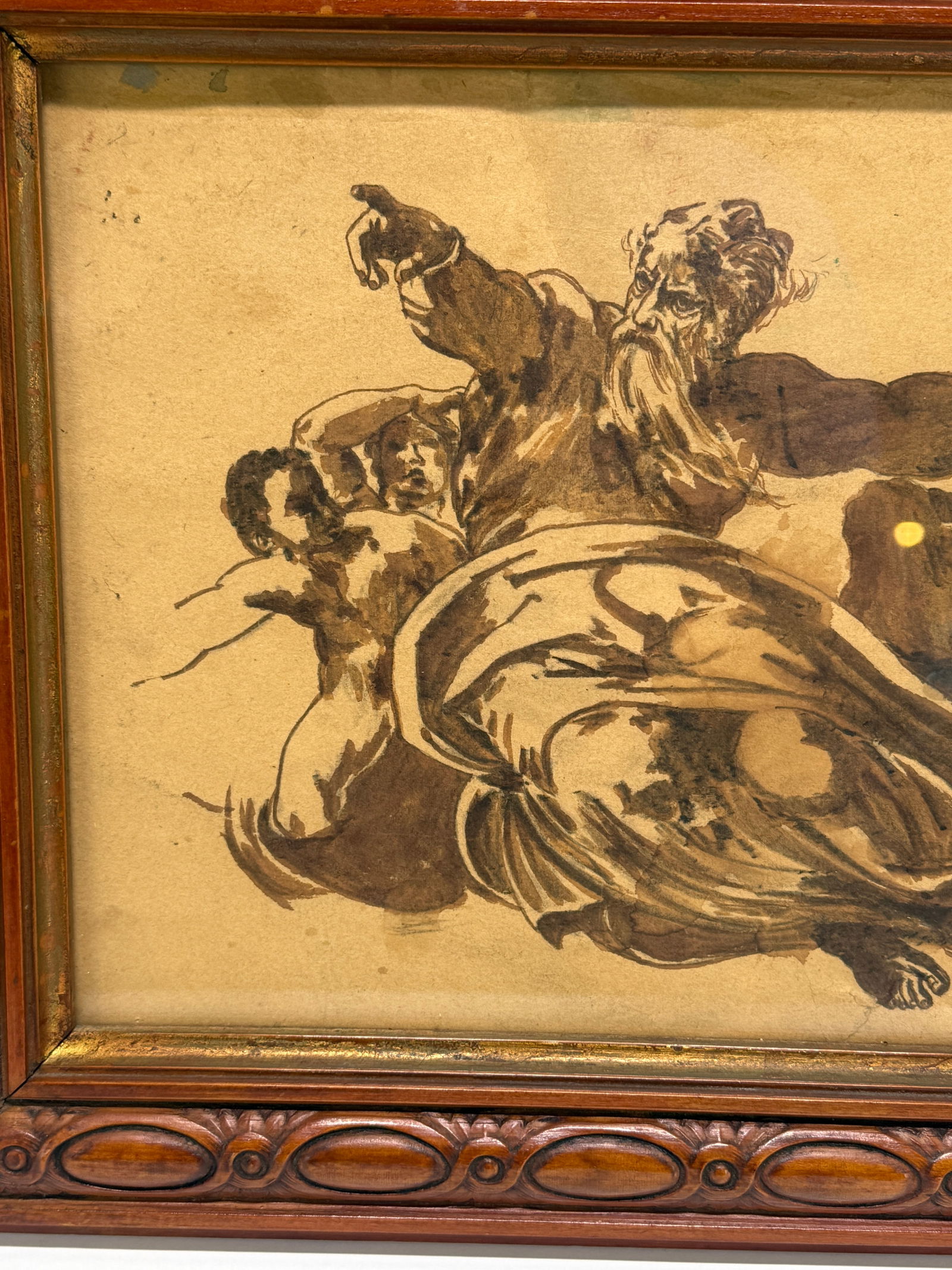 Grand Tour Pen & Ink Wash Drawing Bearded Patriarch, After the Italian Baroque - 2